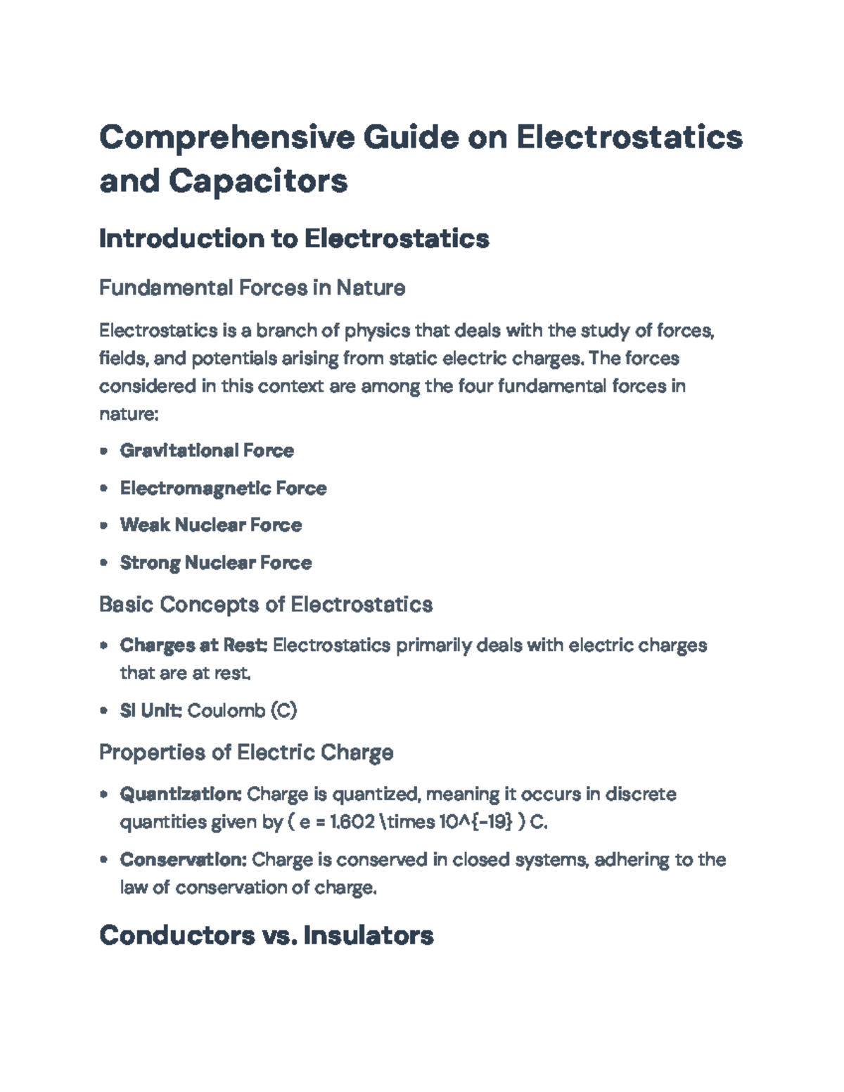 Comprehensive Guide to Electrostatics and Capacitors - Comprehensive ...