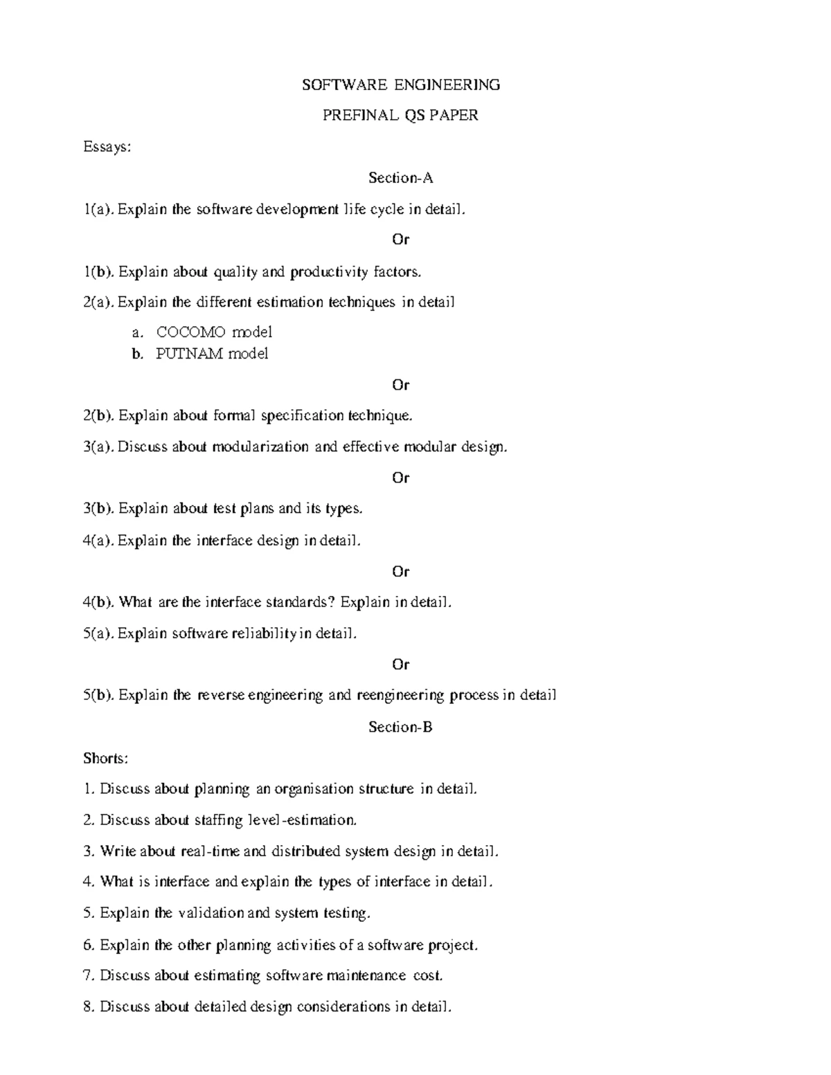 SE Important Questions for Final Exam: Software Engineering Insights ...