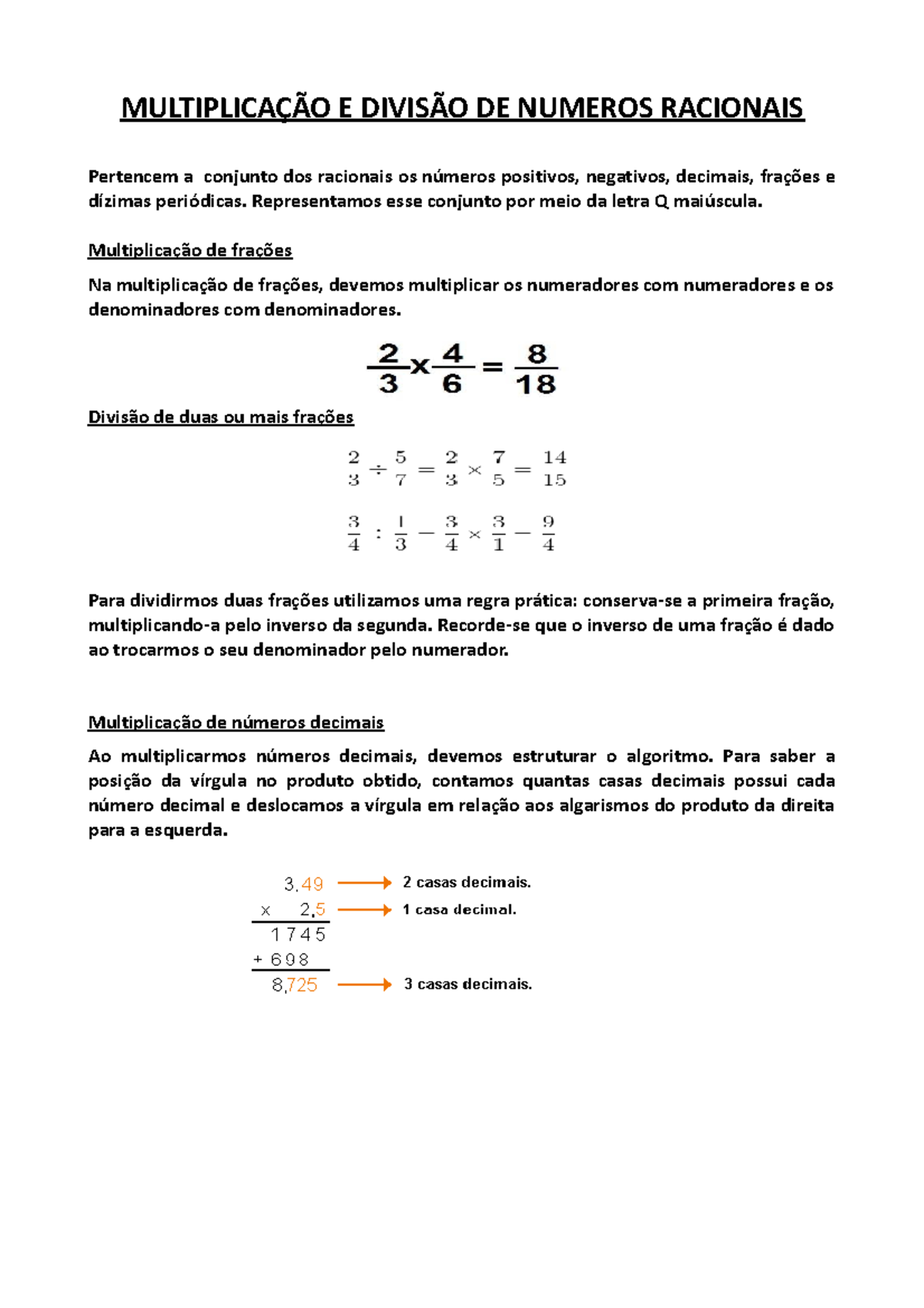 008 - Matemática - Multiplicação e Divisão de Números Racionais: Guia ...