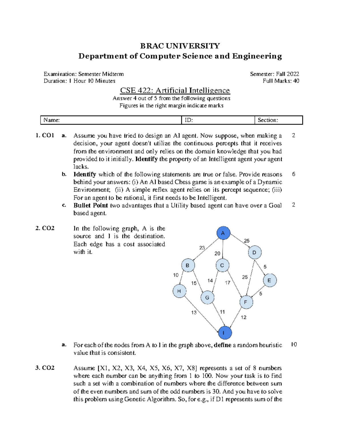 CSE 422: Midterm Exam Notes - Fall 2022 - Studocu