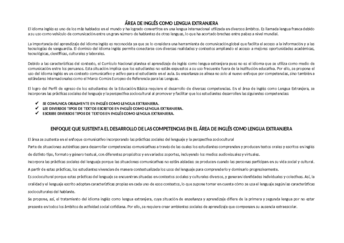 Competencias y Capacidades en el Área de Inglés como Lengua Extranjera - Document Preview