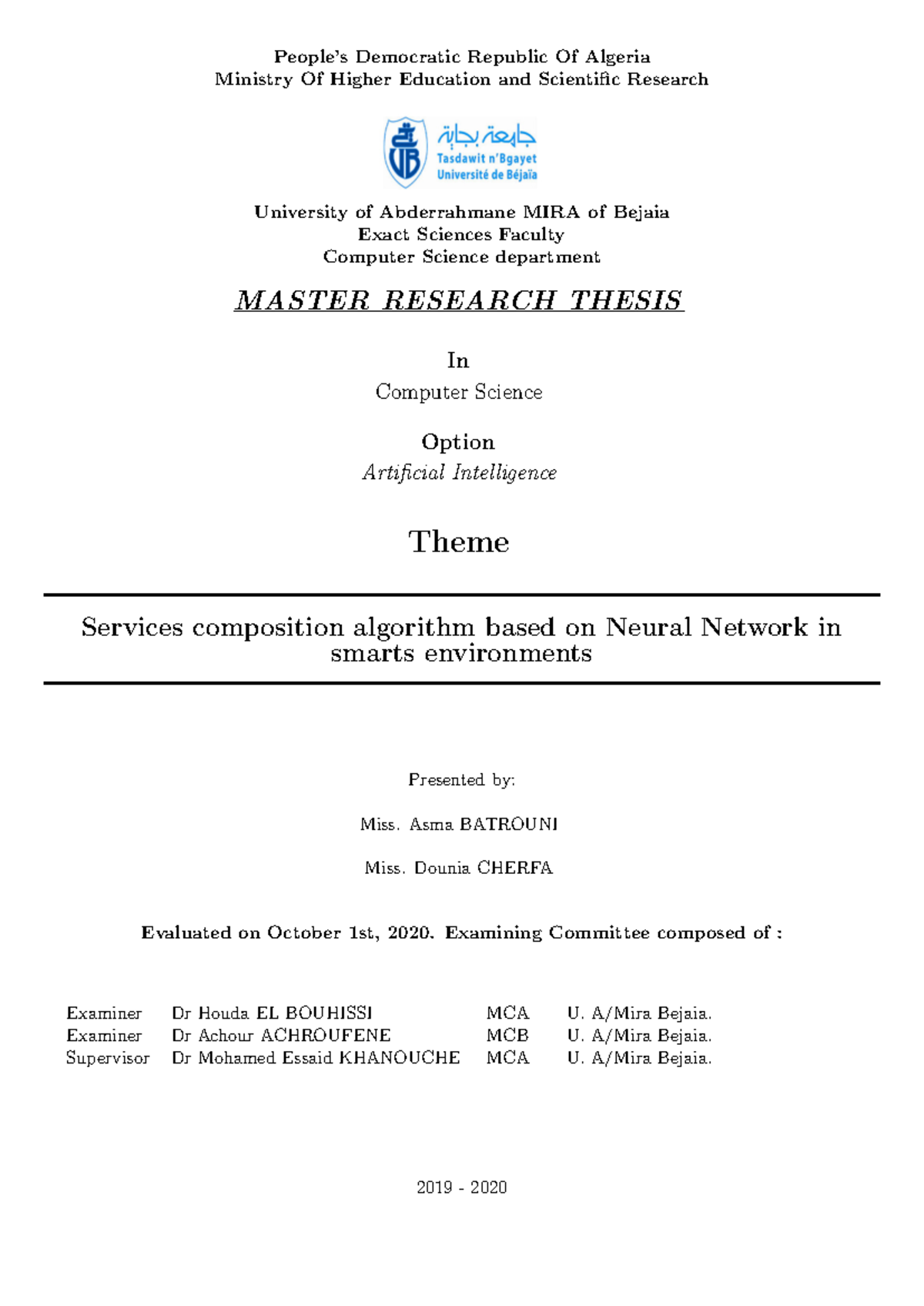 Master Thesis on Neural Network-Based Services Composition Algorithm in ...