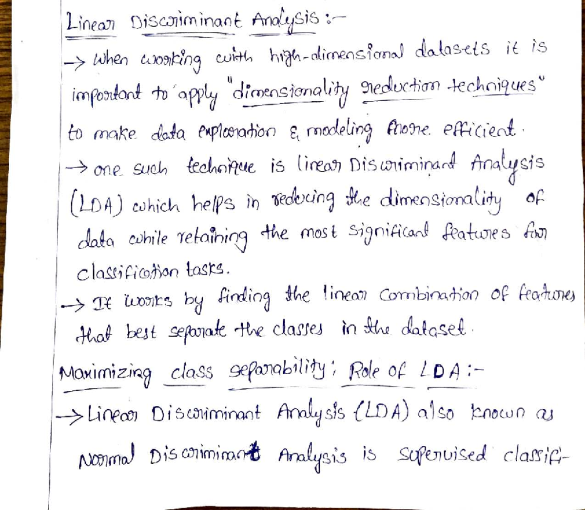 ML UNIT 4: Linear Discriminant Analysis and PCA Techniques - Studocu