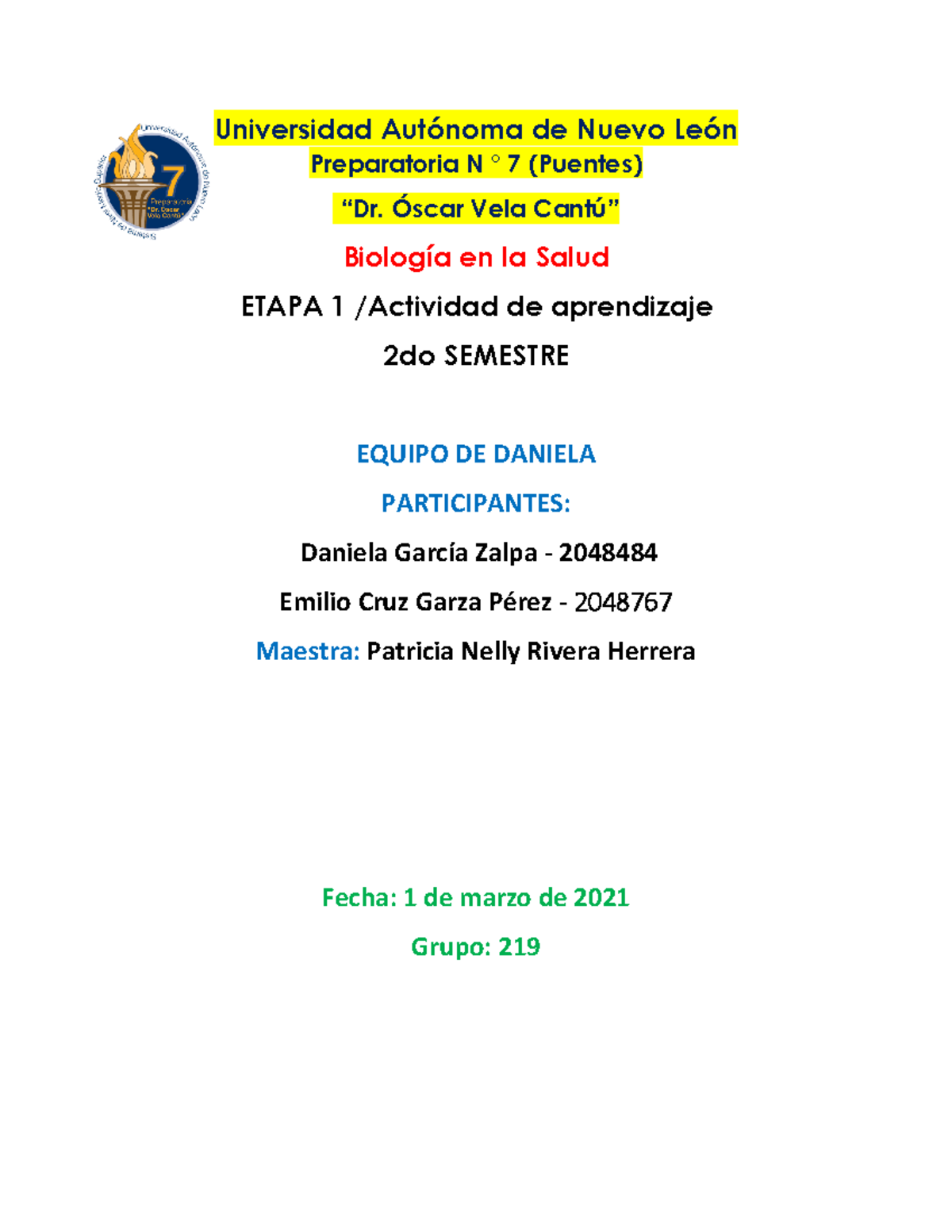 Evidencia Etapa 1 - Universidad Autónoma de Nuevo León Preparatoria N ...