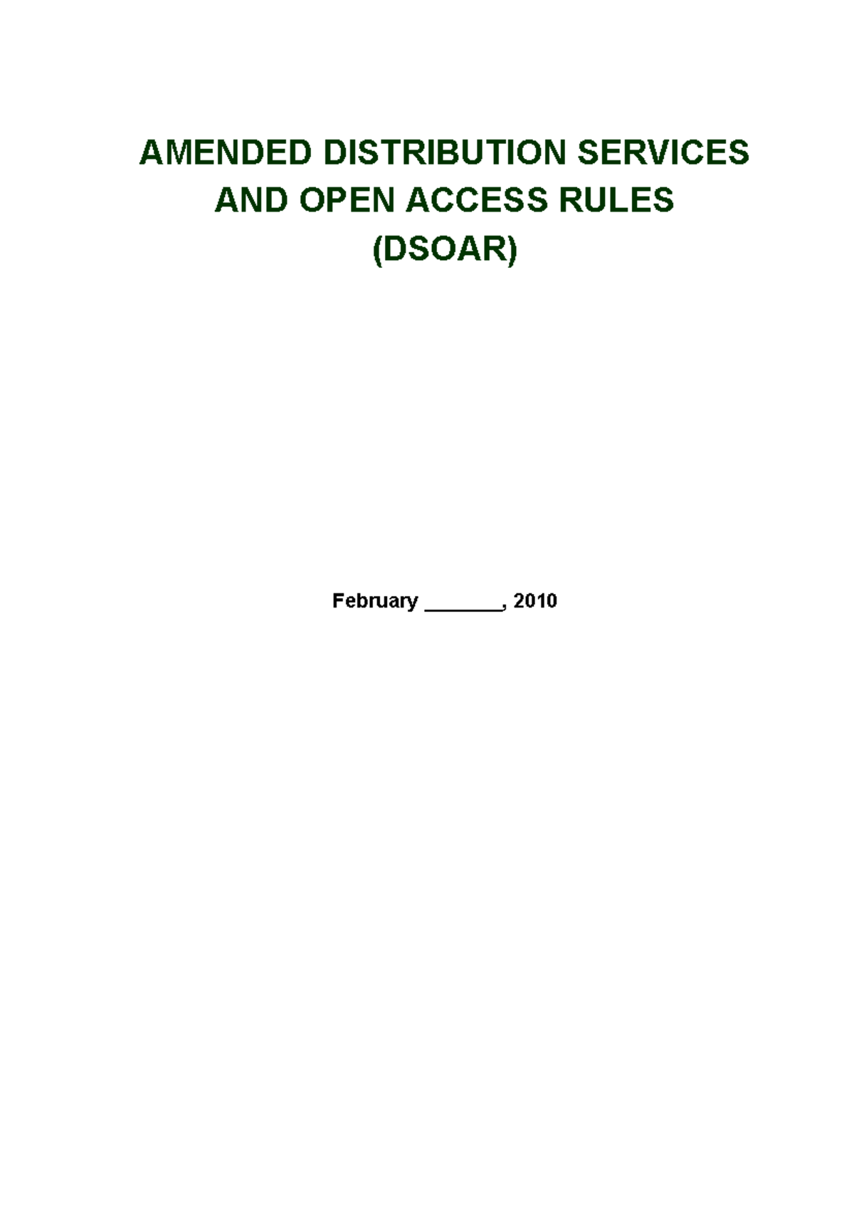 DSOAR: Amended Distribution Services & Open Access Rules (Final Version ...