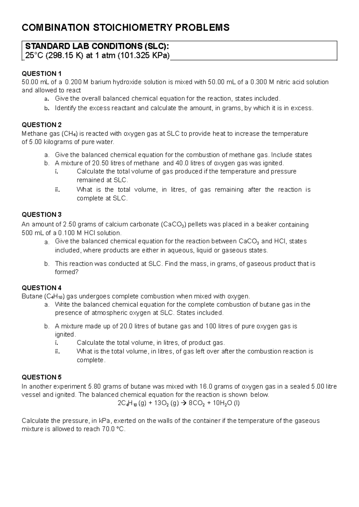 7 - Combination Stoichiometry Problems: Answers & Solutions - Studocu