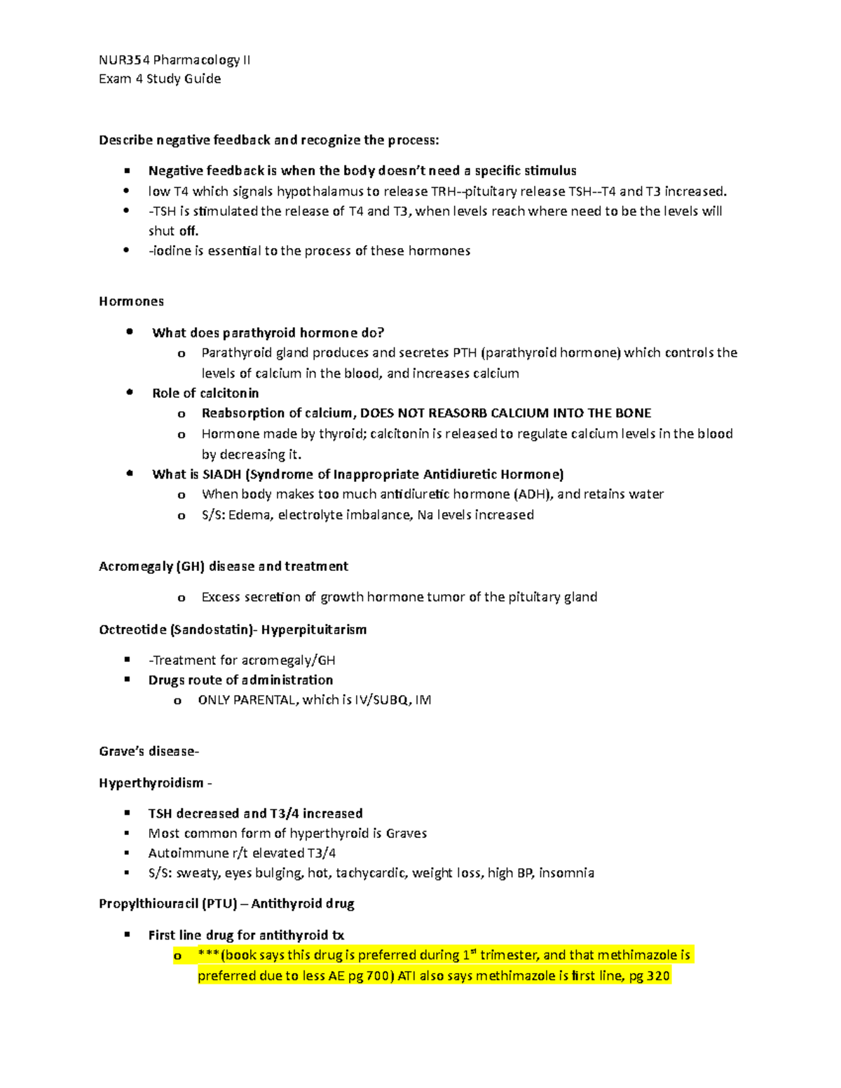 Pharm II Exam 4 Study Guide - Exam 4 Study Guide Describe negative ...