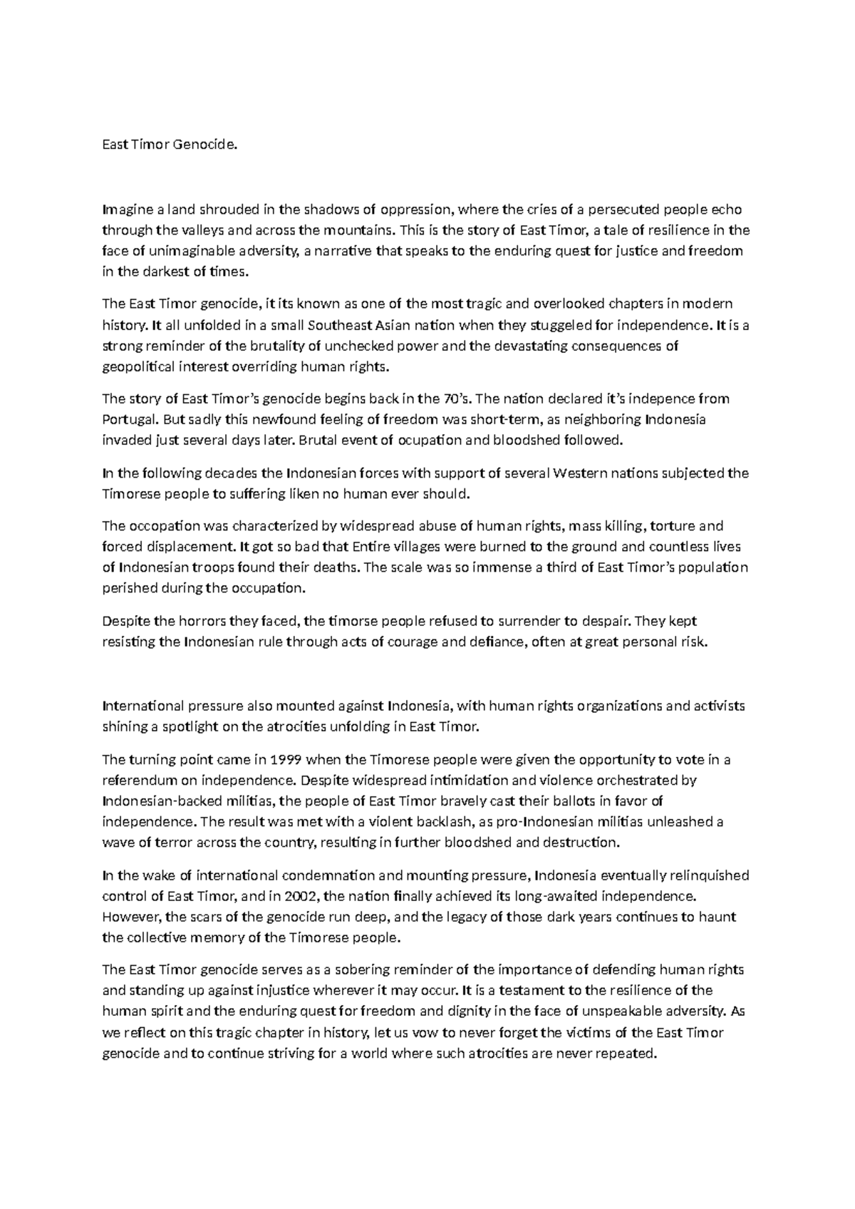 East Timor Genocide: A Tragic Chapter of Resilience and Humanity ...