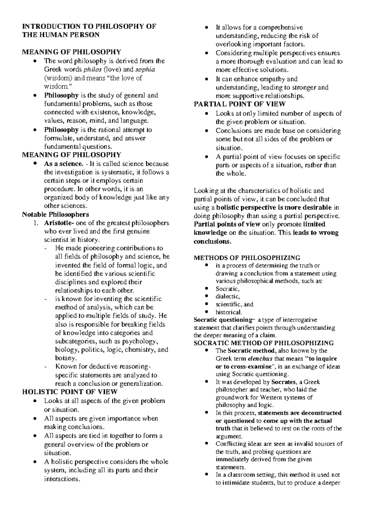PHIL 101: First Quarter Exam Reviewer on Philosophy Concepts - Studocu