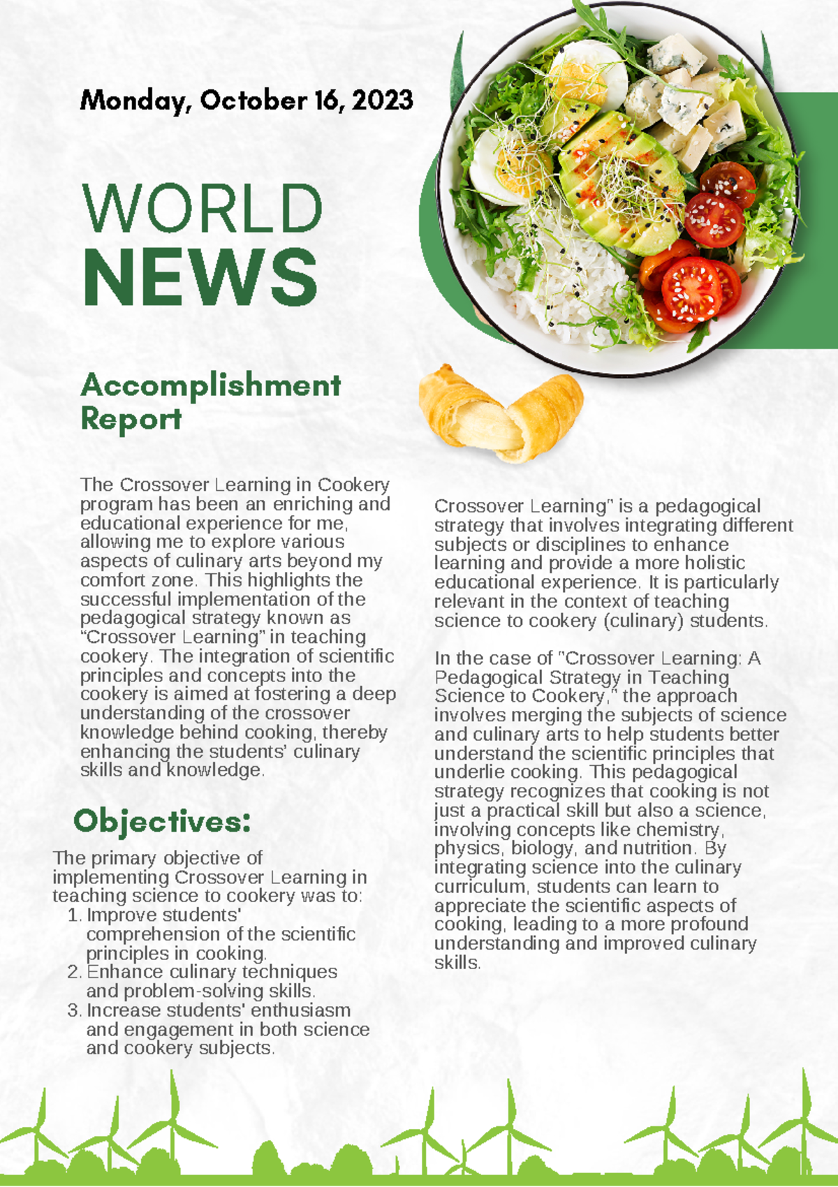 Monday, October 16, 2023 - NEWS Accomplishment Report Objectives: The ...