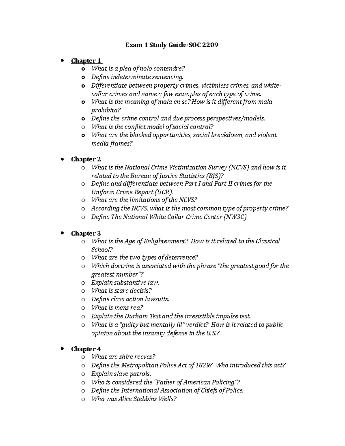 Exam 1 Study Guide for SOC 2209: Key Concepts and Questions - Studocu