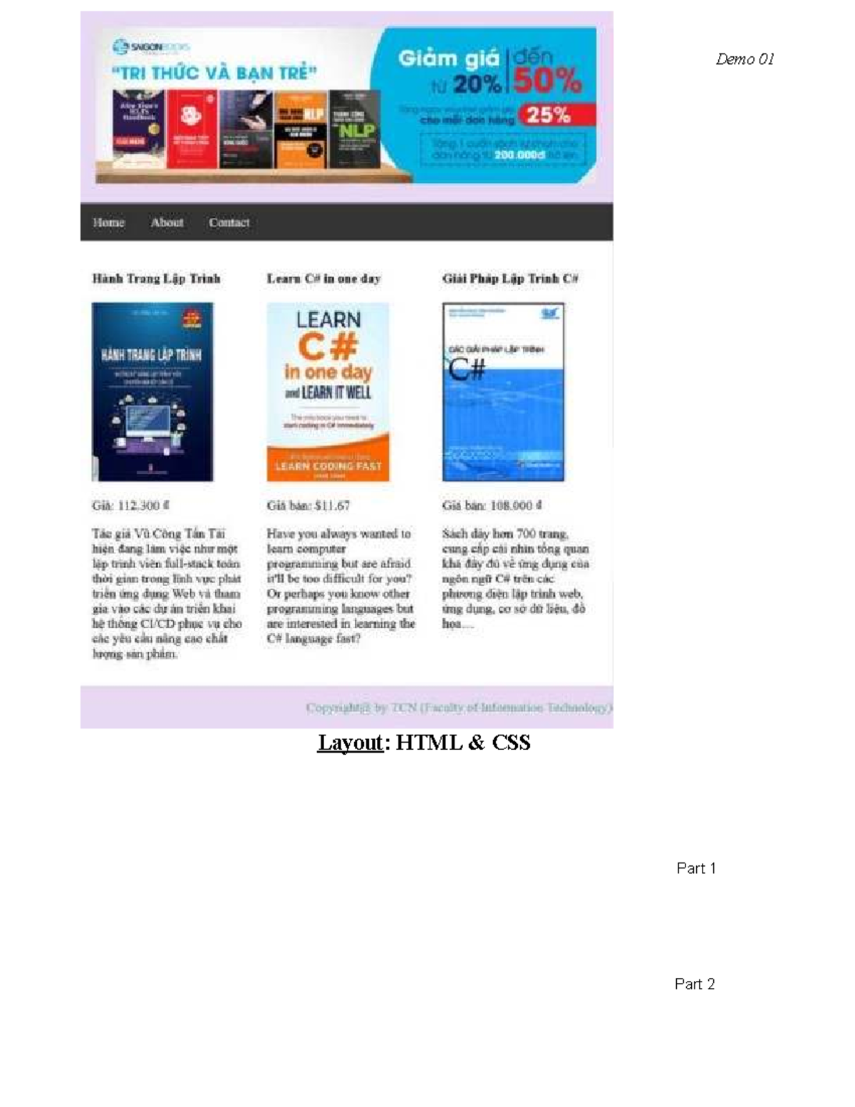 Demo 01 - HTML & CSS Layout Guide: Parts 1-4 - Studocu