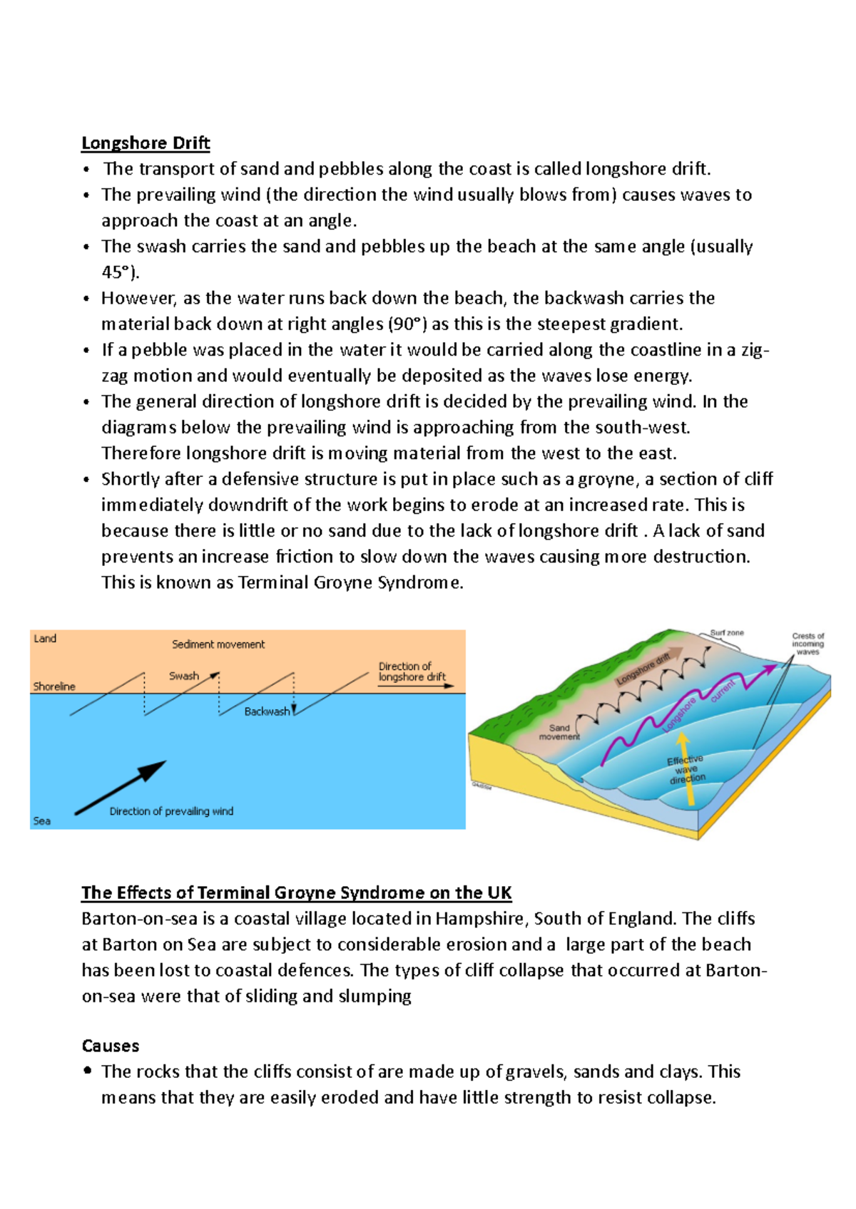 Coasts - Lecture notes - Longshore Dri, • The transport of sand and ...