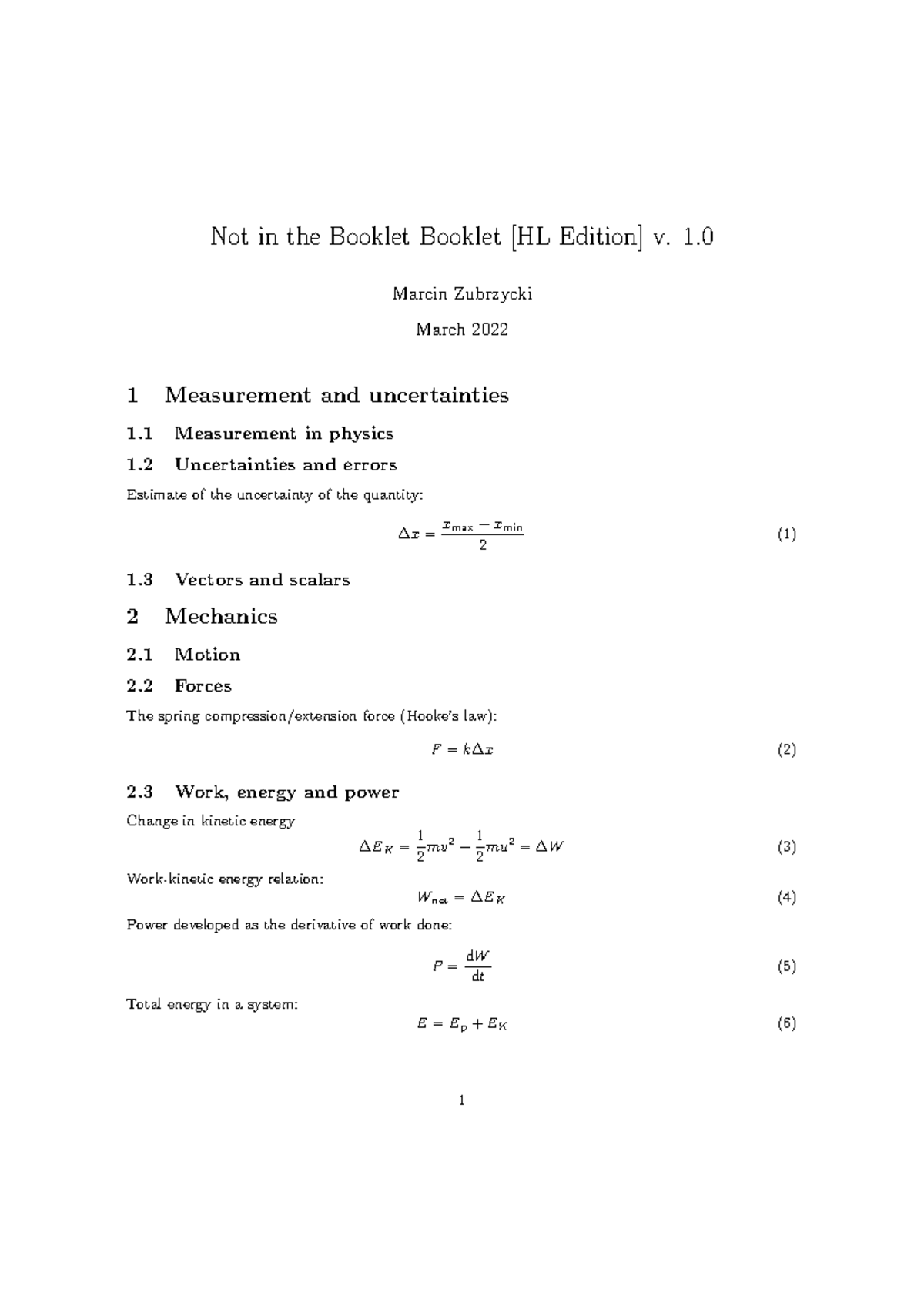 HL Physics Notes: Key Concepts & Formulas for Exam Preparation - Document Preview