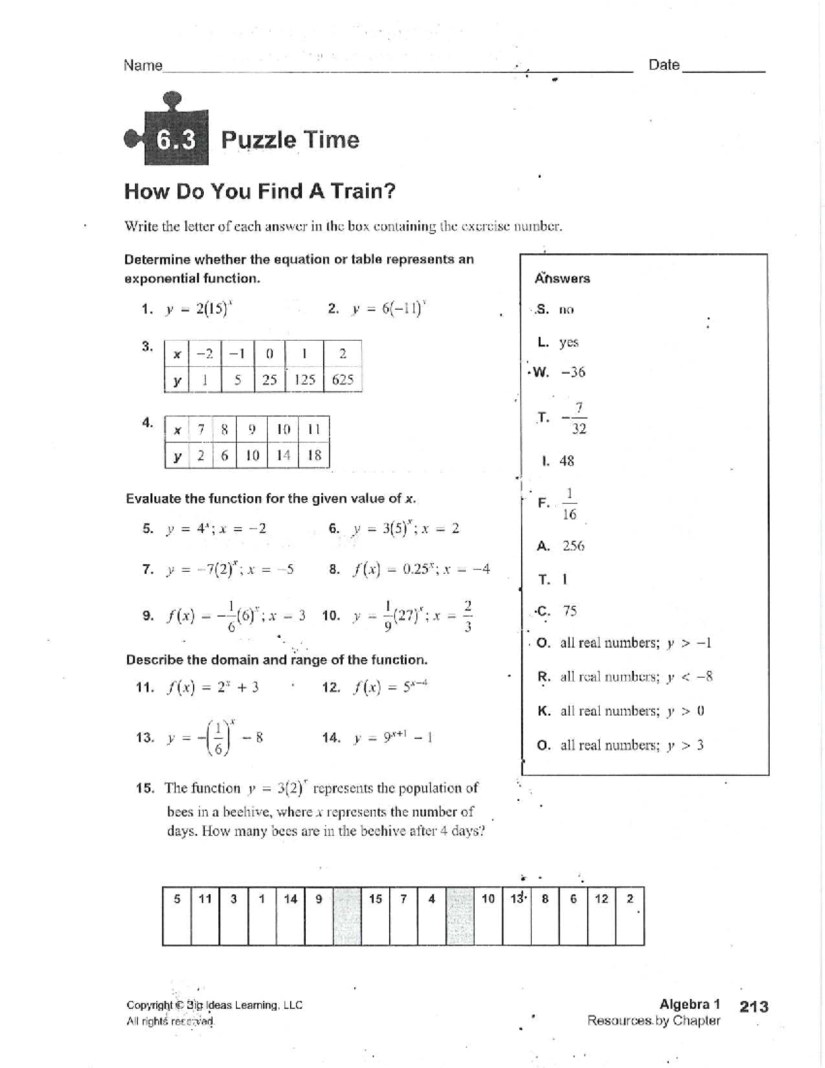 Algebra 1 6.3 Homework & Practice: Exponential Functions - Studocu