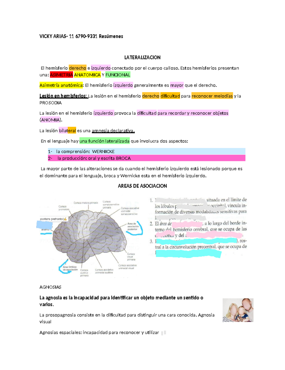 Resumen Neuro 2DO Parcial - Lateralización, Agnosias y Afrontamiento - Document Preview