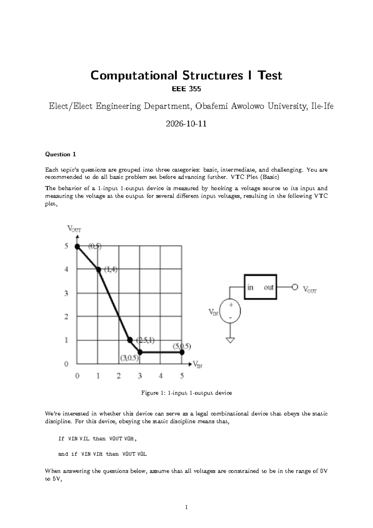 Computational Structures I Test 355: VTC and Complement Representation ...
