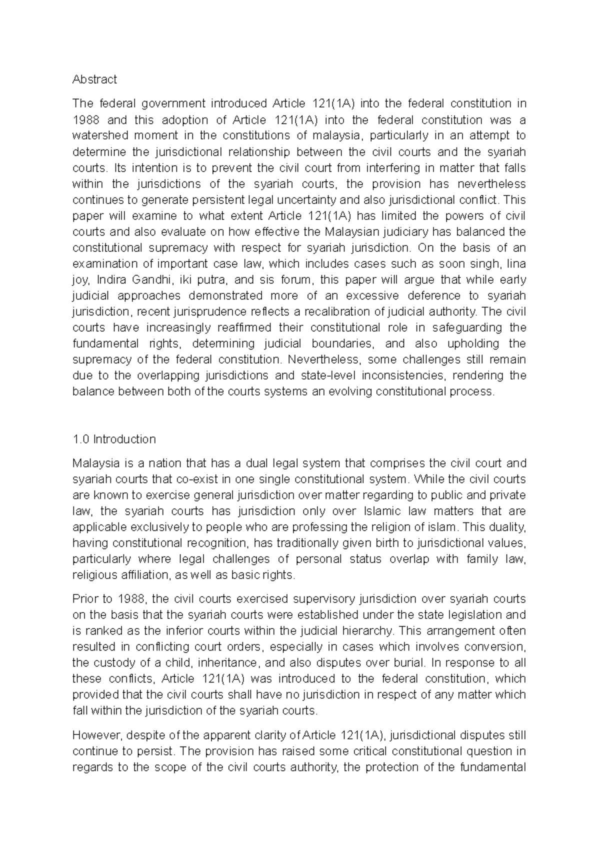 Constitutional Dynamics: Article 121(1A) and Jurisdictional Balance in ...
