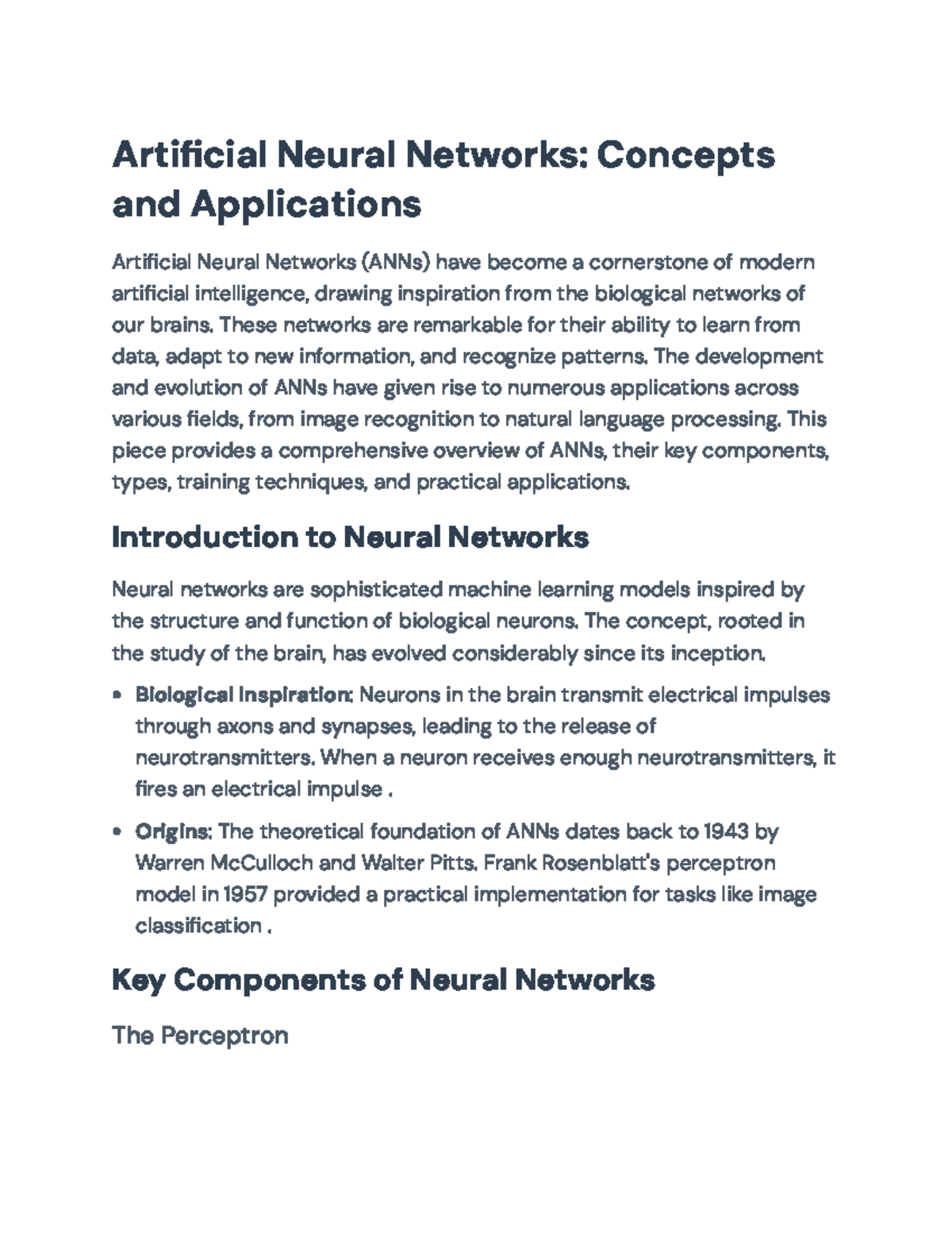 Artificial Neural Networks: Concepts, Types, and Applications ...
