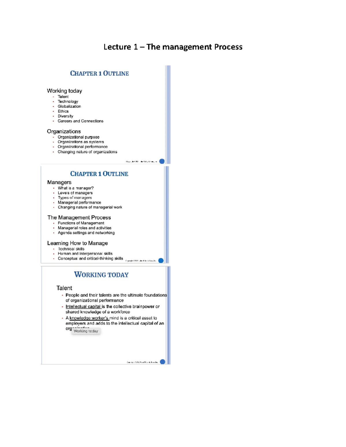 Lecture 1 - The management process - Quản lý học - Lecture 1 – The ...
