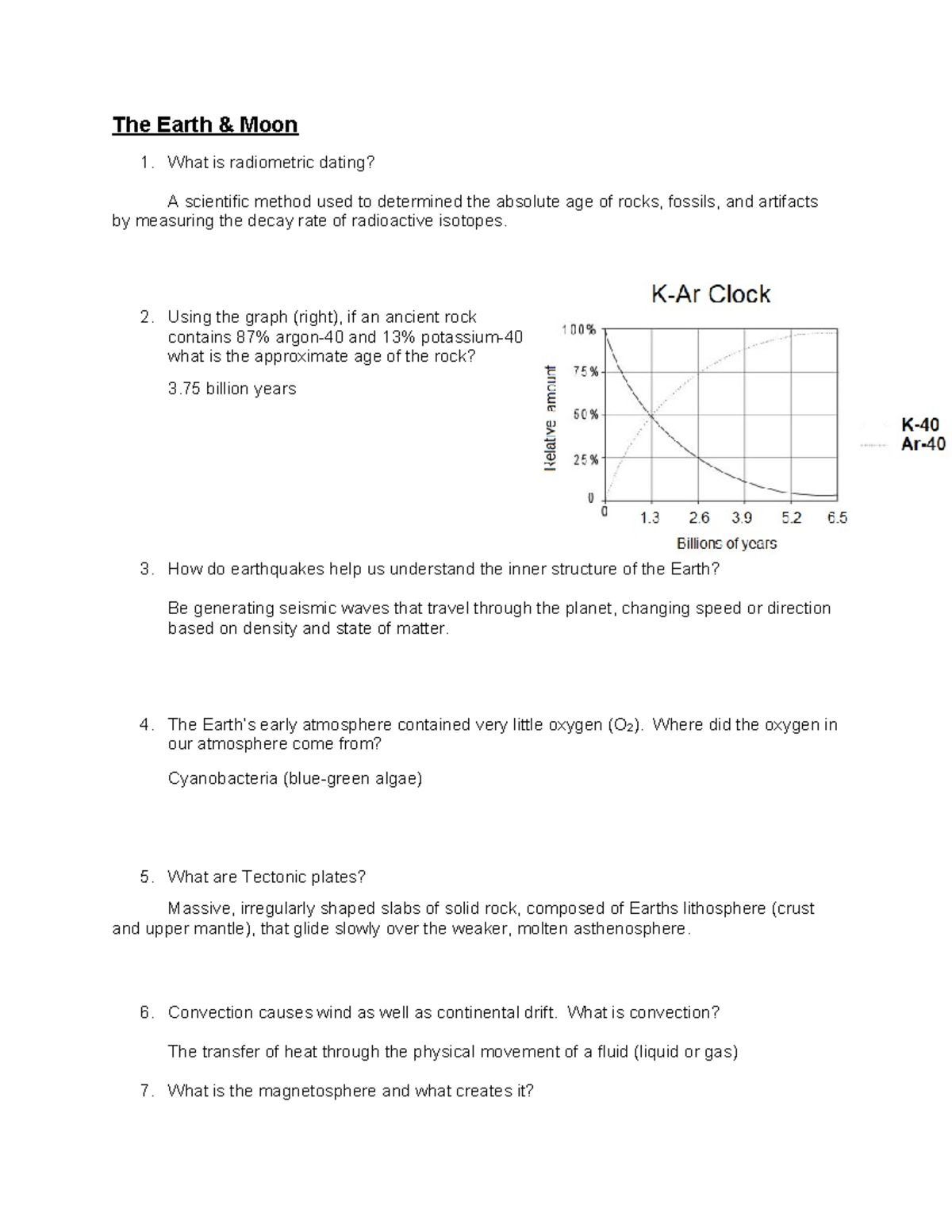 Exercise 12 - Earth and Moon: Understanding Geological Processes - Studocu