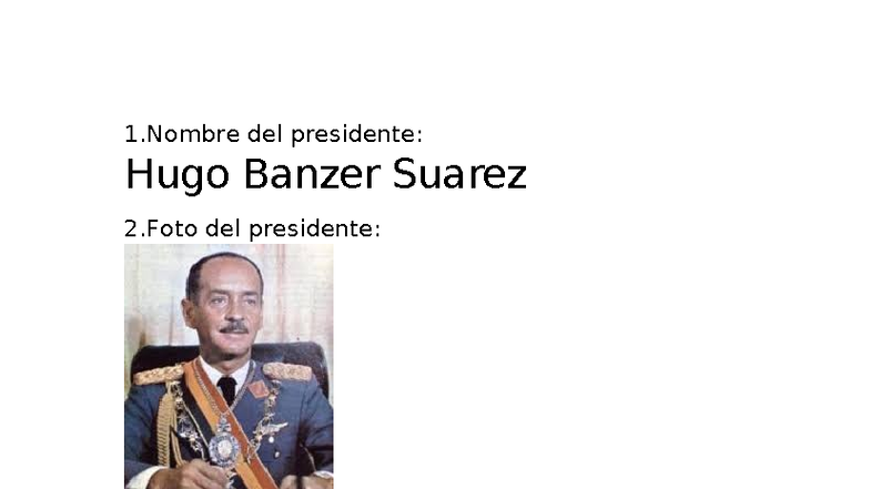 Investigación sobre Hugo Banzer Suárez: Su Vida y Legado - Studocu