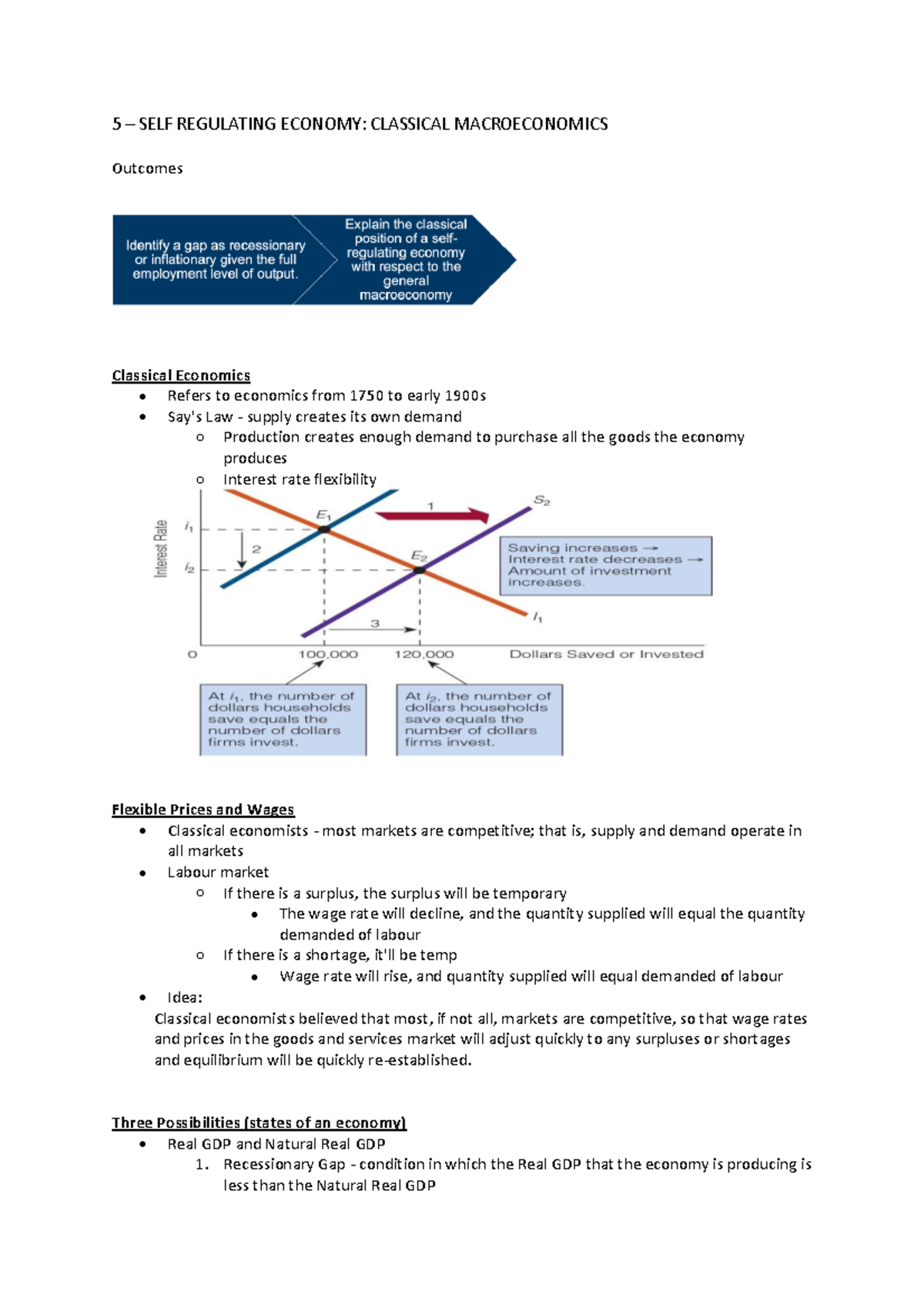 ECON 5 - lecture and tutorial notes - 5 – SELF REGULATING ECONOMY ...