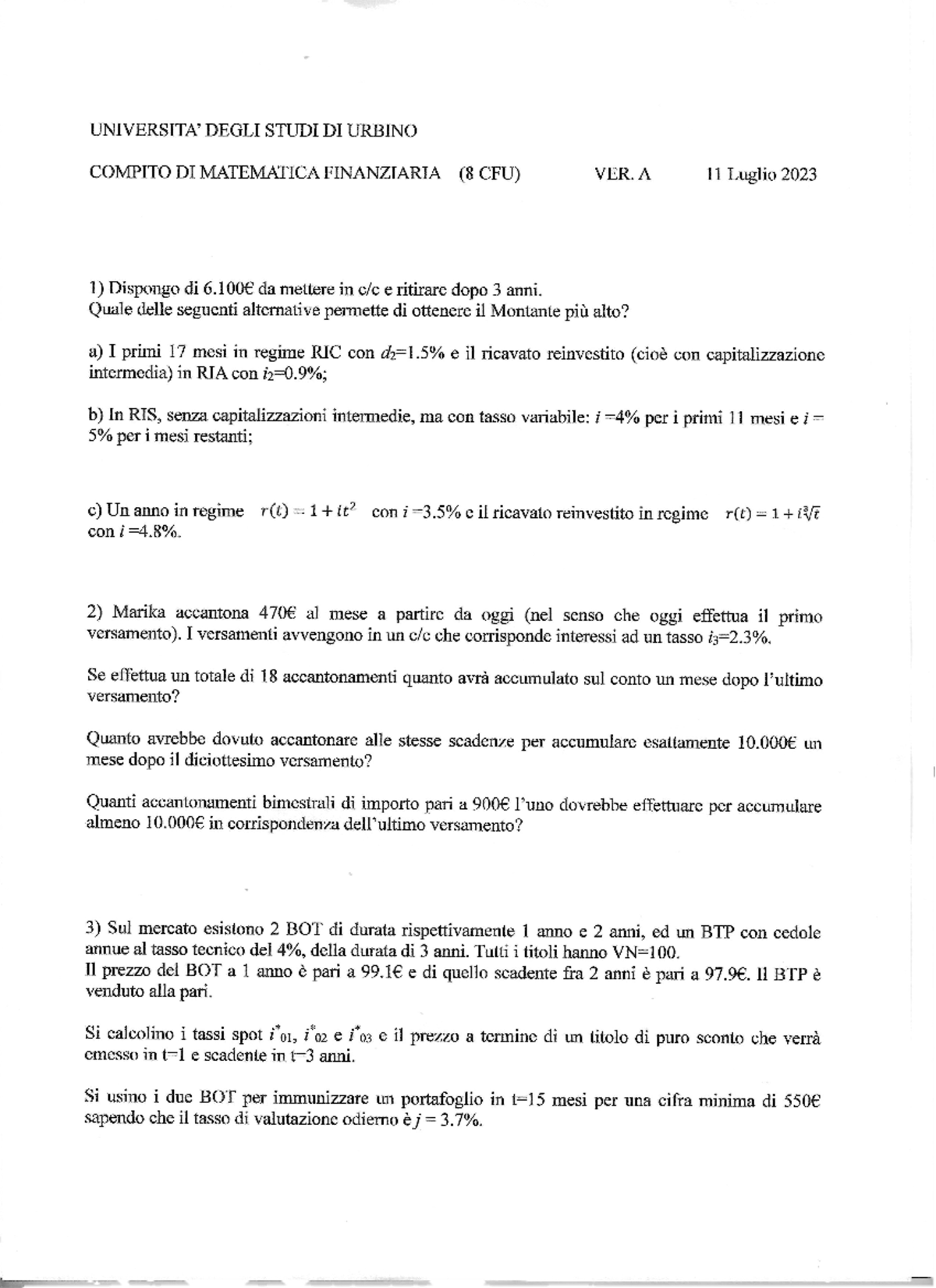 Svolgimento 11 Luglio 2023: Resoconto dell - Document Preview