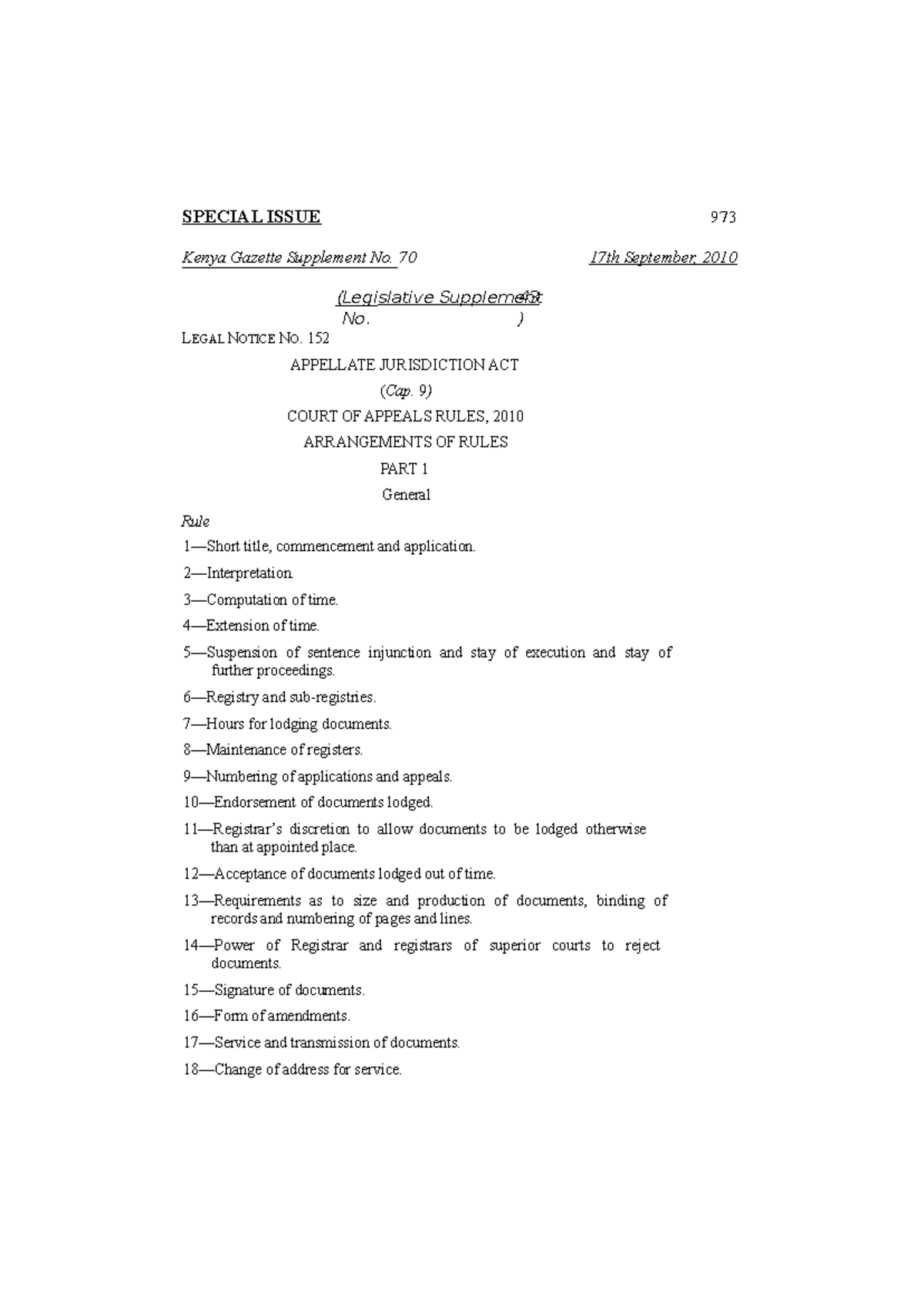 Court of Appeal Rules 2010: Comprehensive Guide to Procedures - Studocu