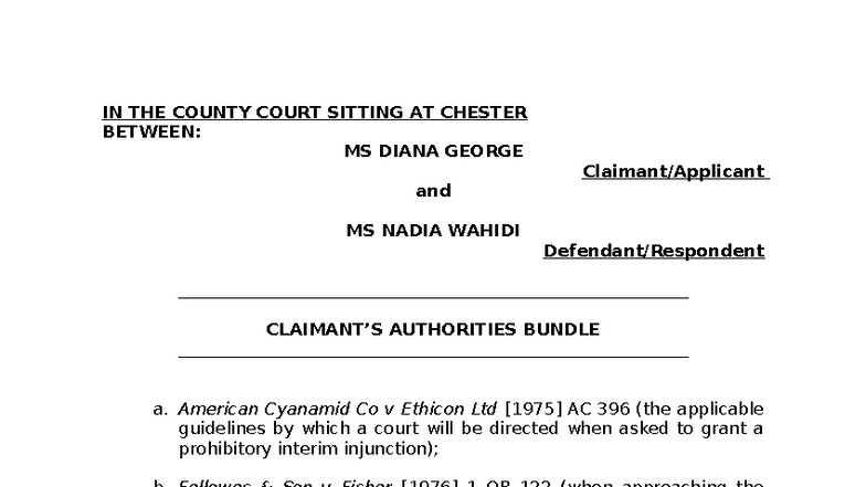 Formative Authorities Bundle Index: Case Law Overview - Studocu
