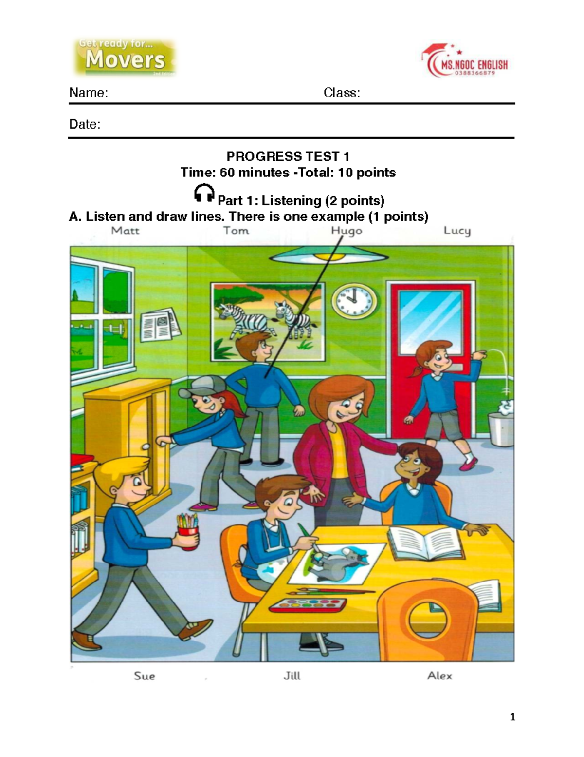 Movers Progress Test 1 - Listening, Vocabulary & Grammar - Studocu