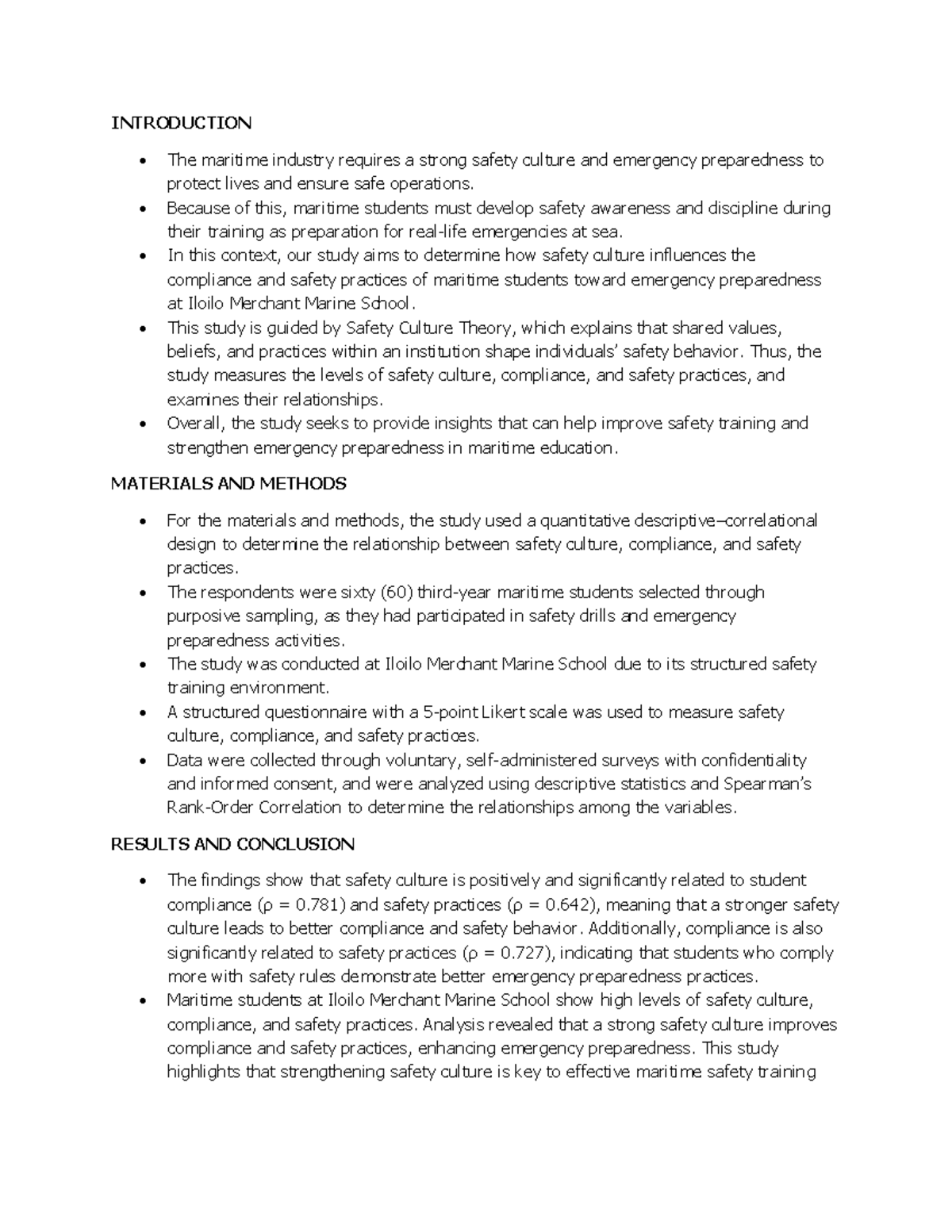Final Defense Script: Safety Culture & Emergency Preparedness in BSMT ...