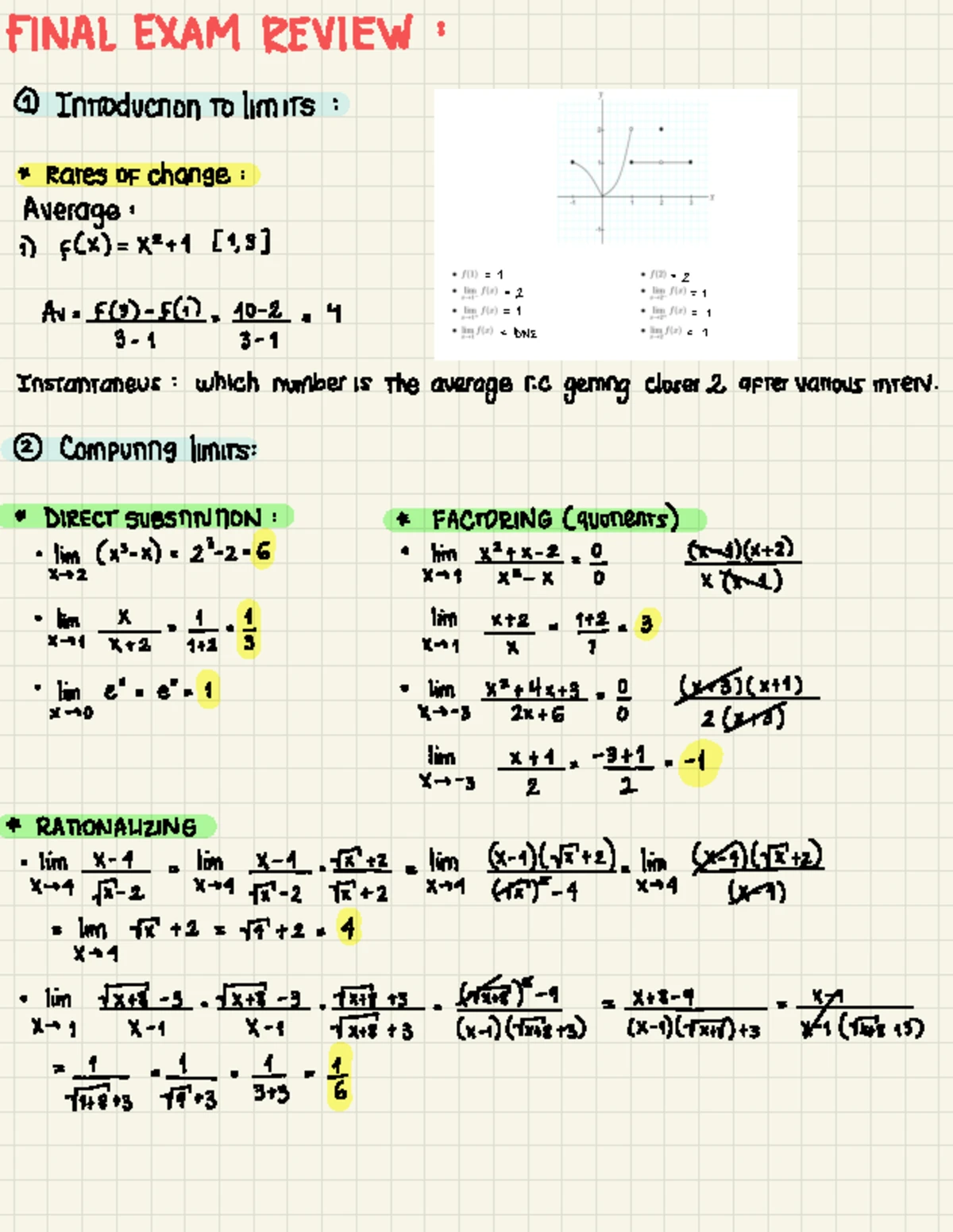 Calcformulas 1 - Summary Calculus I - Trig Identities = = Limit Laws ...