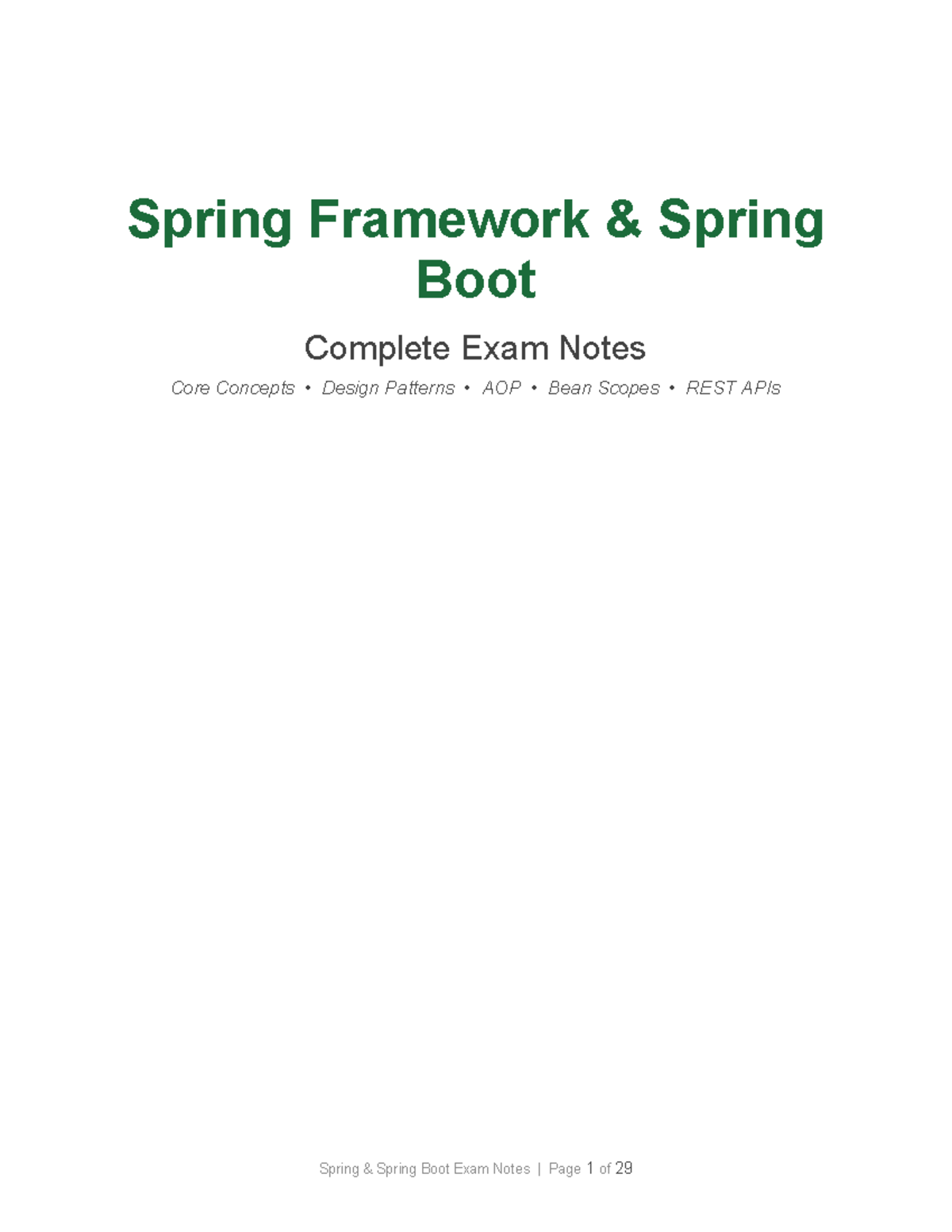 Spring (CS101) Boot Complete Exam Notes: Core Concepts & AOP - Studocu