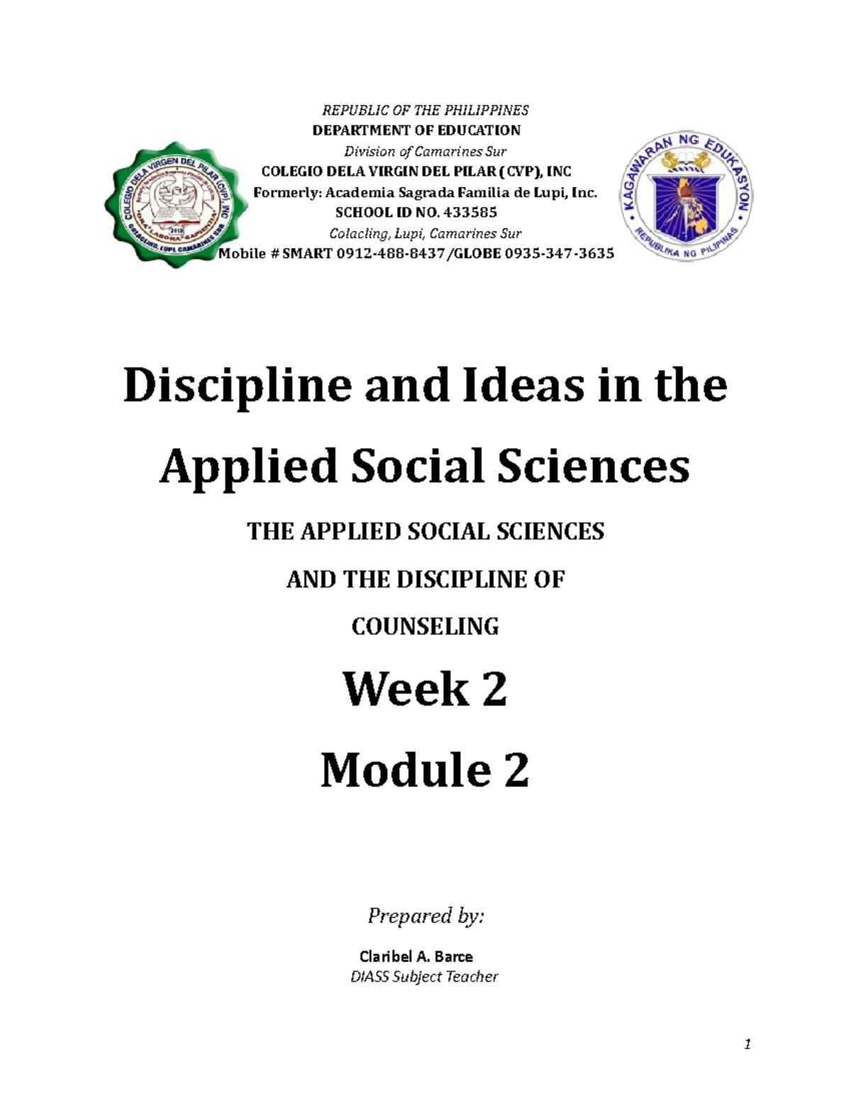 DIASS-Module 2: Counseling in Applied Social Sciences and Its Scope ...