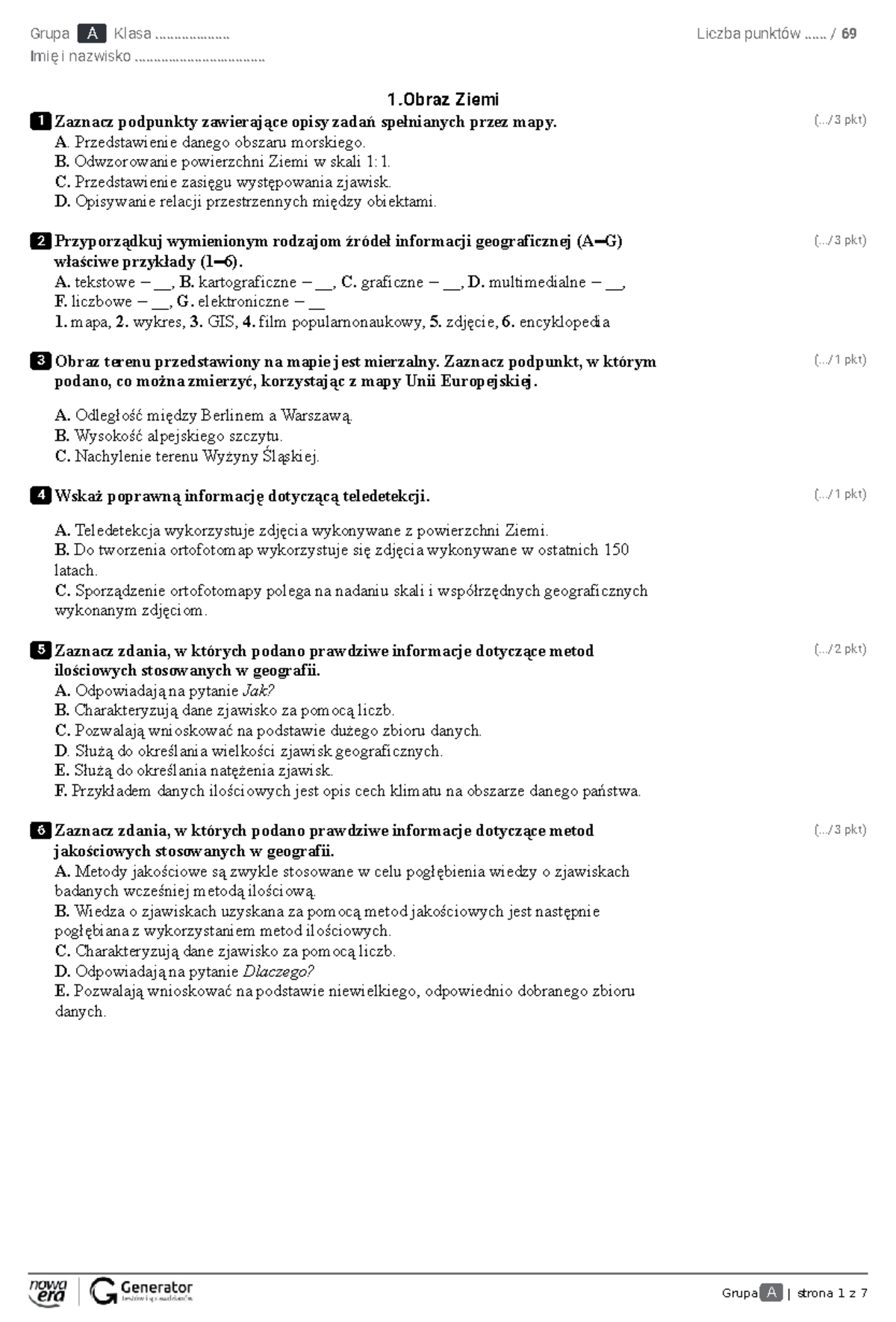 Nowa Era Pulz Ziemi 3 Sprawdzian Dział 1 www.studocu.com