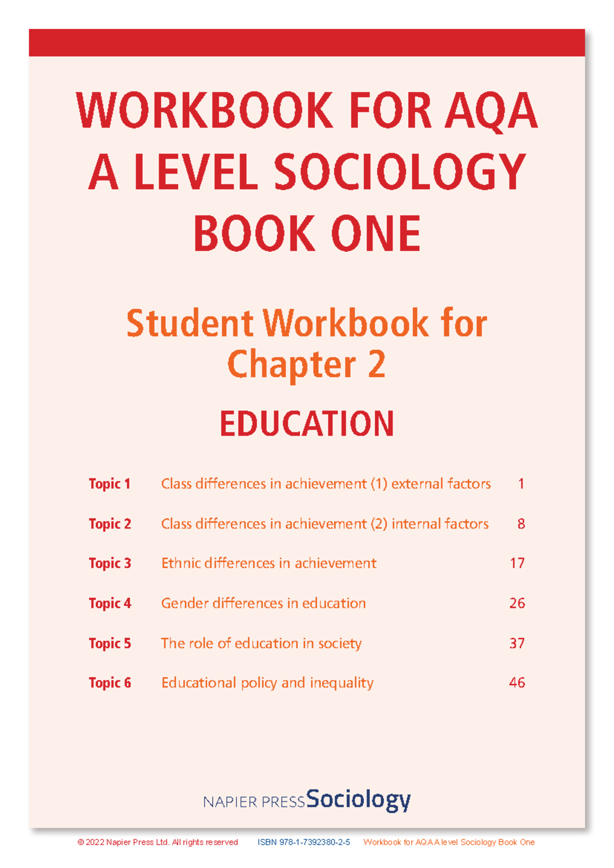 AQA A Level Sociology Workbook: Class Differences in Achievement Topics ...