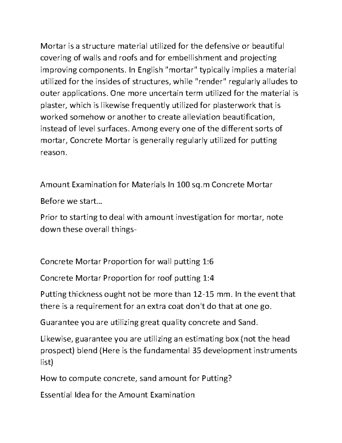 Building Materials: Lecture Notes on Concrete Mortar Proportions - Studocu