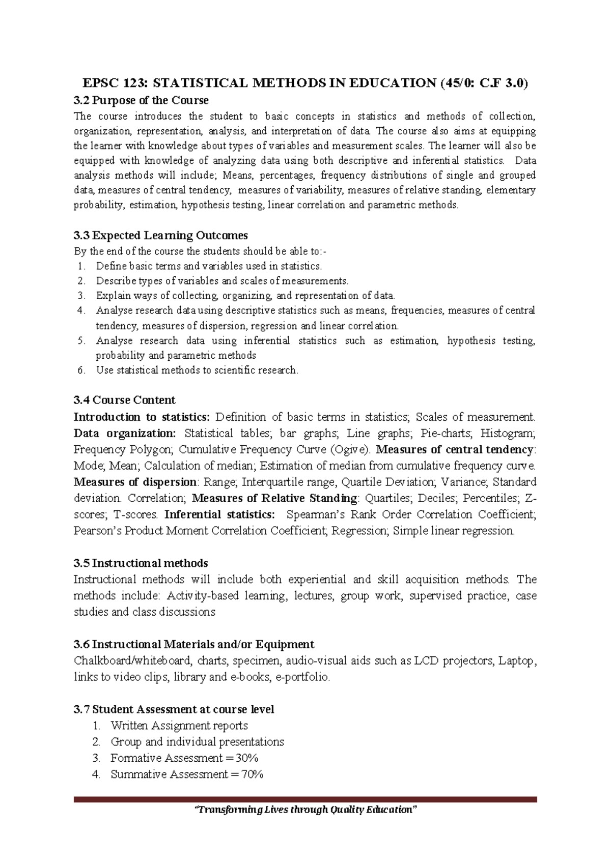 EPSC 123: Statistical Methods in Education - Course Outline & Notes ...
