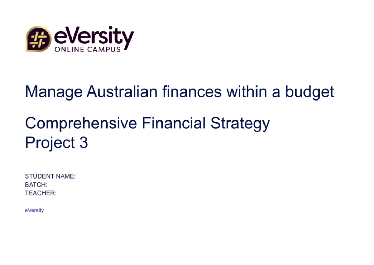 FIN009 EVT-001 Comprehensive Financial Strategy Report Template - Studocu