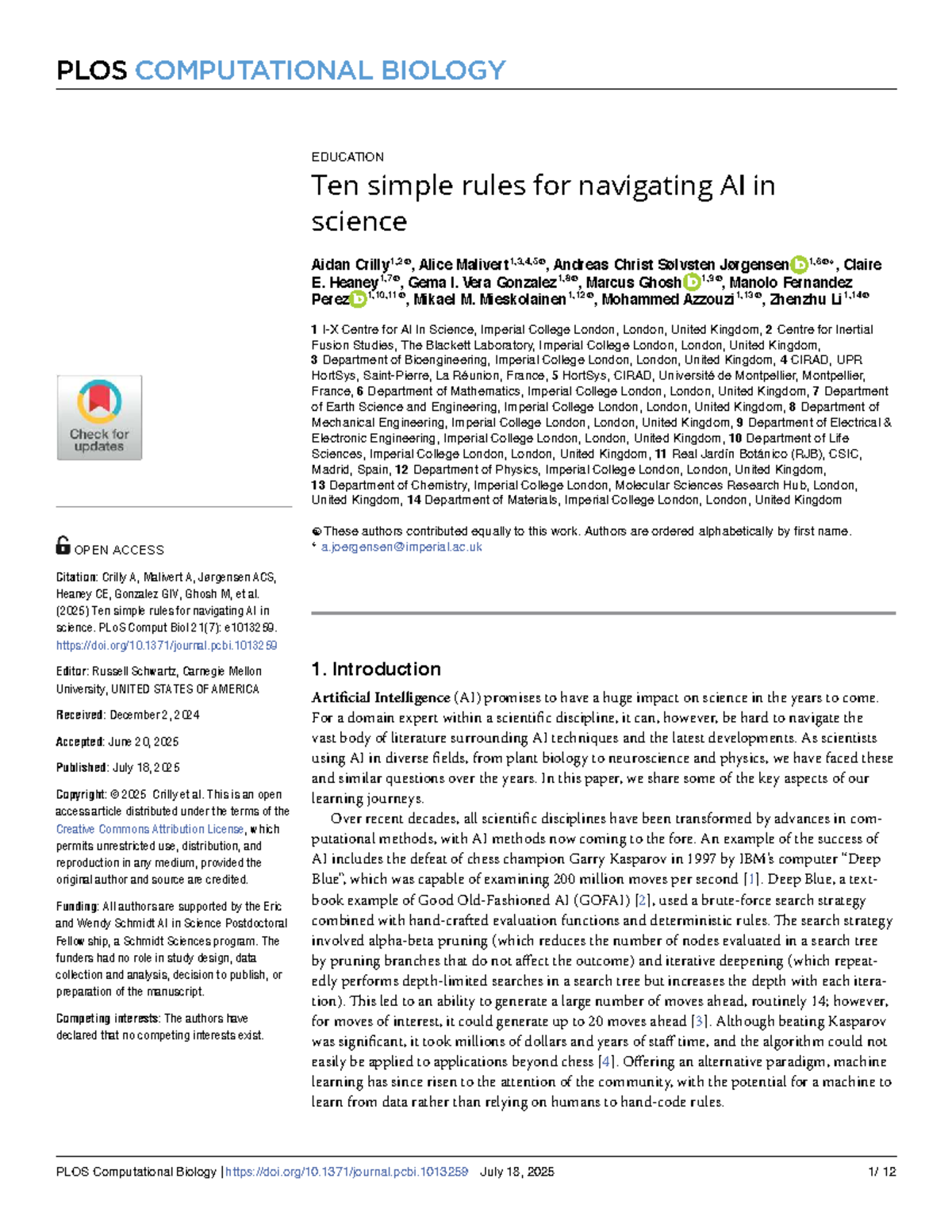 Ten Simple Rules for Navigating AI in Science - Studocu