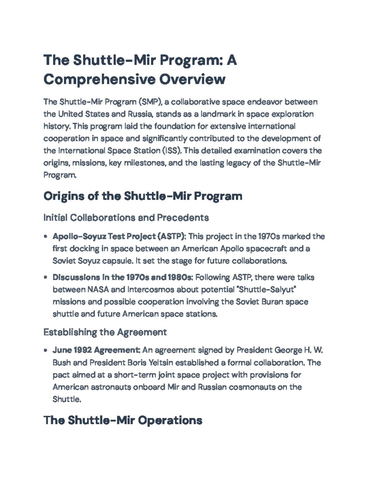 Shuttle-Mir Program: A Detailed Analysis of Space Collaboration - The ...