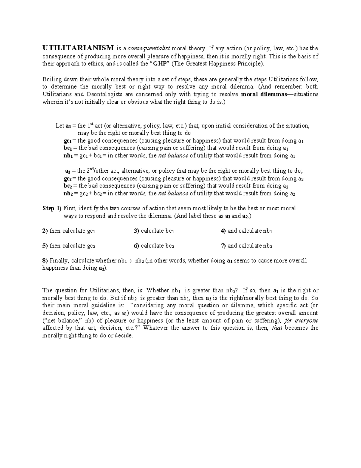 Utilitarianism: A Guide to Ethical Decision Making (PHIL 101) - Studocu
