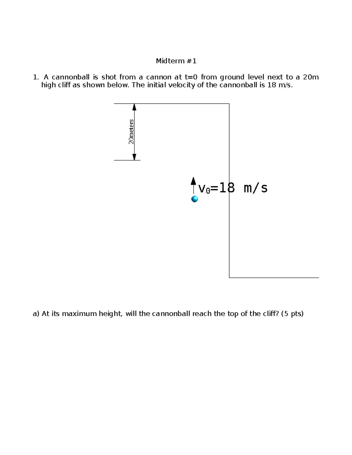 Midterm Exam Practice: Physics Concepts & Problems (20m) - Studocu