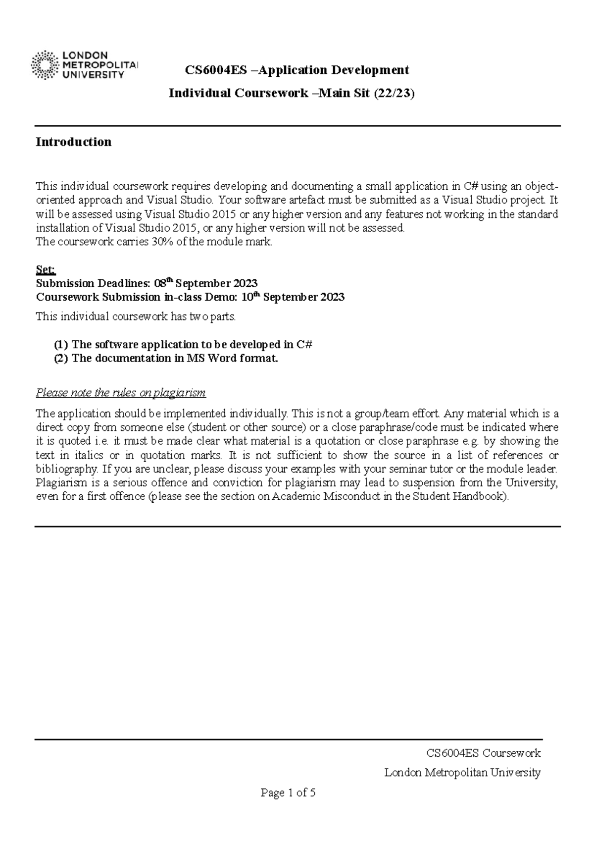 CS6004ES Individual Coursework: App Dev for HealthCare Plus (2022-23 ...