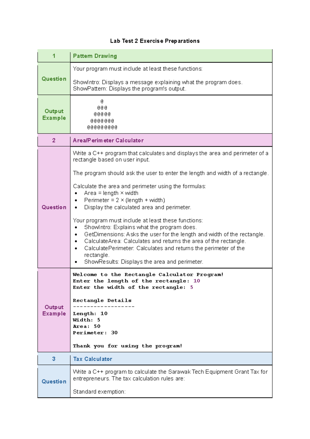 Lab Test 2 Exercise - LAB TEST - Lab Test 2 Exercise Preparations 1 ...