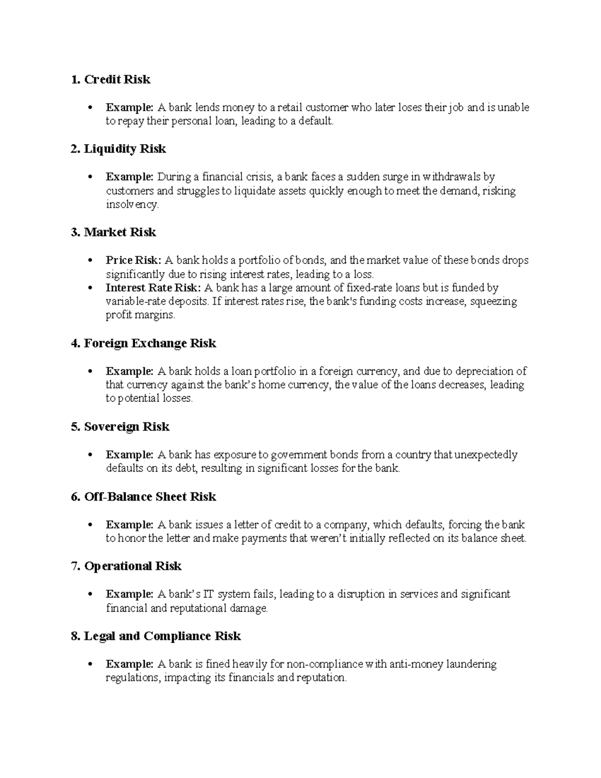 MNB Risk Analysis: Examples of Key Risk Types in Banking - Studocu