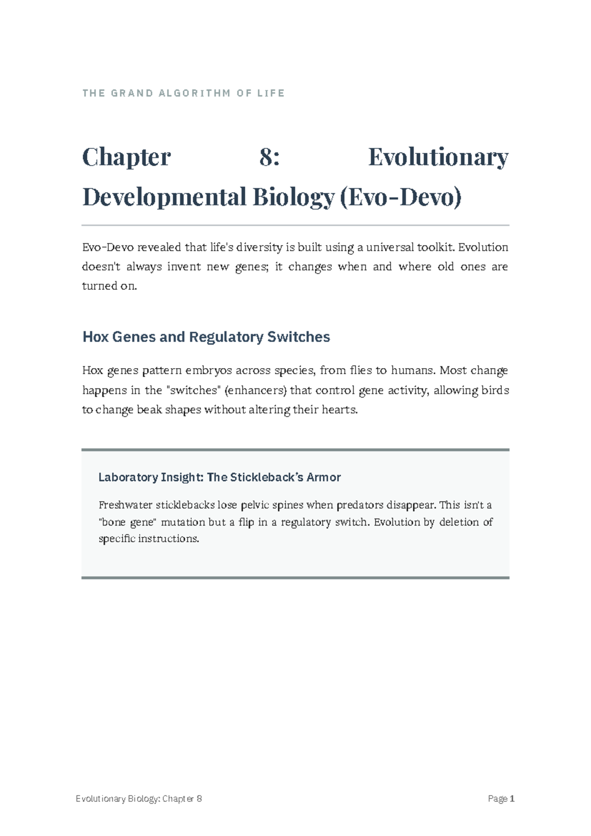 RMMW 6g: Chapter 8 - Evolutionary Developmental Biology Insights - Studocu