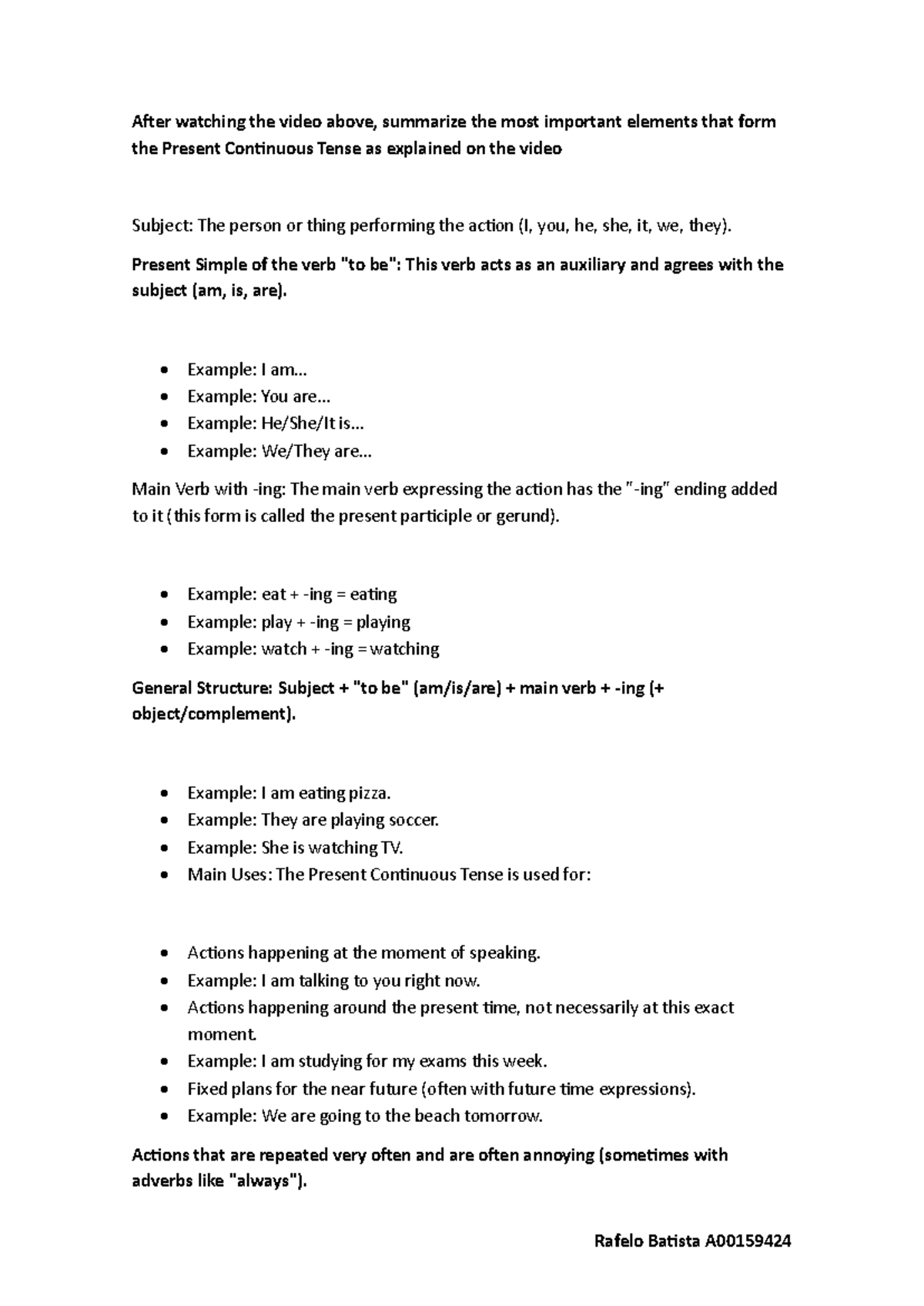 A00159424: Present Continuous Tense Summary and Key Elements - Studocu
