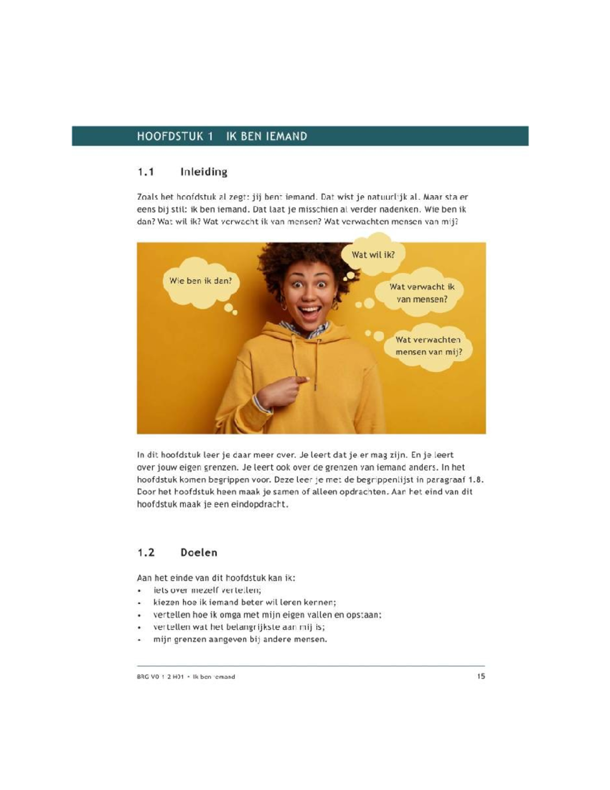 HOOFDSTUK 1: IK BEN IEMAND - Inleiding en Doelen (BRG vo H01) - Studeersnel